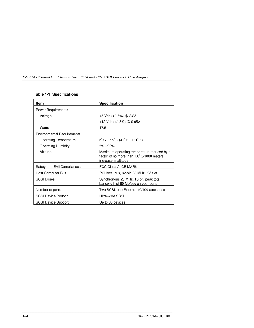 Intel EK-KZPCM-UG manual 1 Specifications 