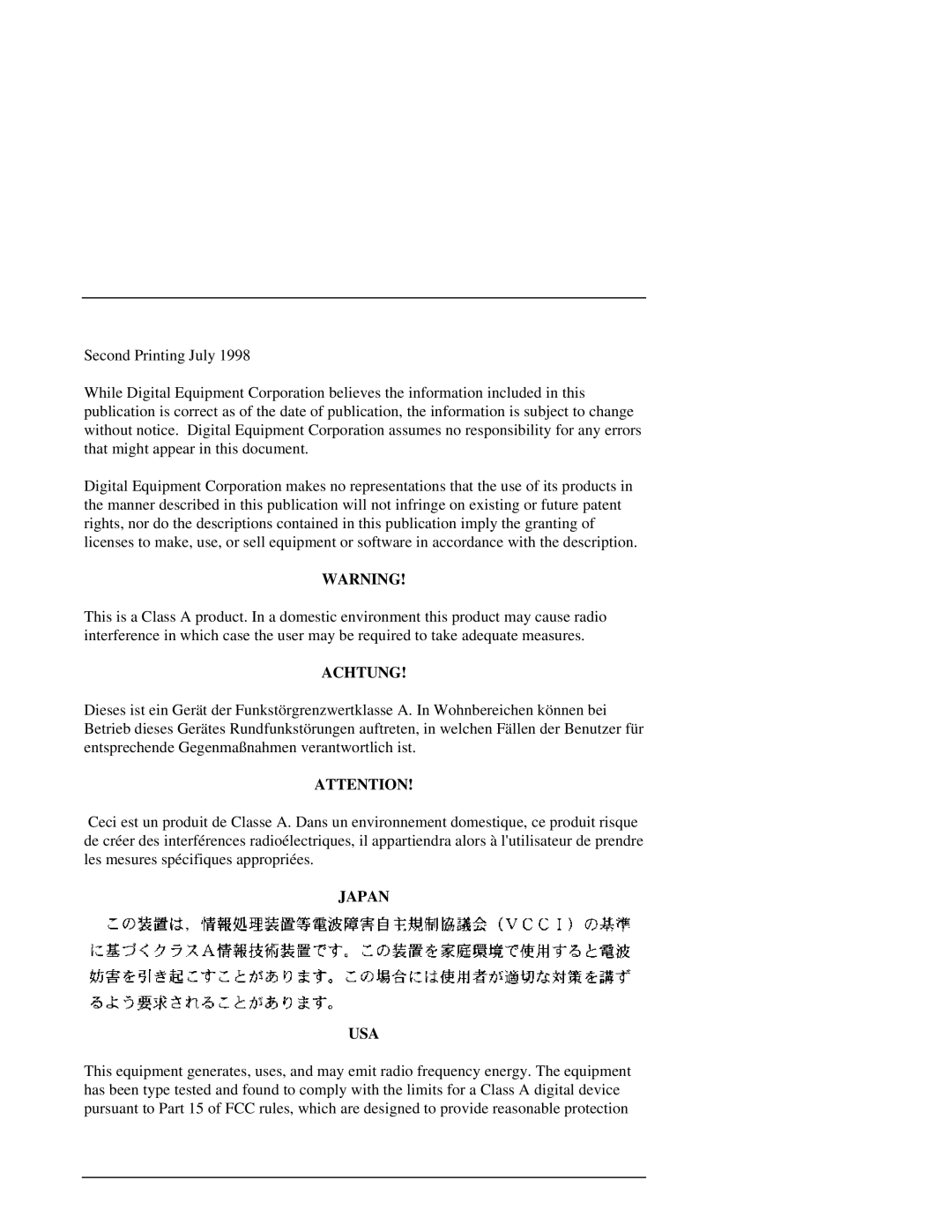 Intel EK-KZPCM-UG manual Achtung, Japan Usa 