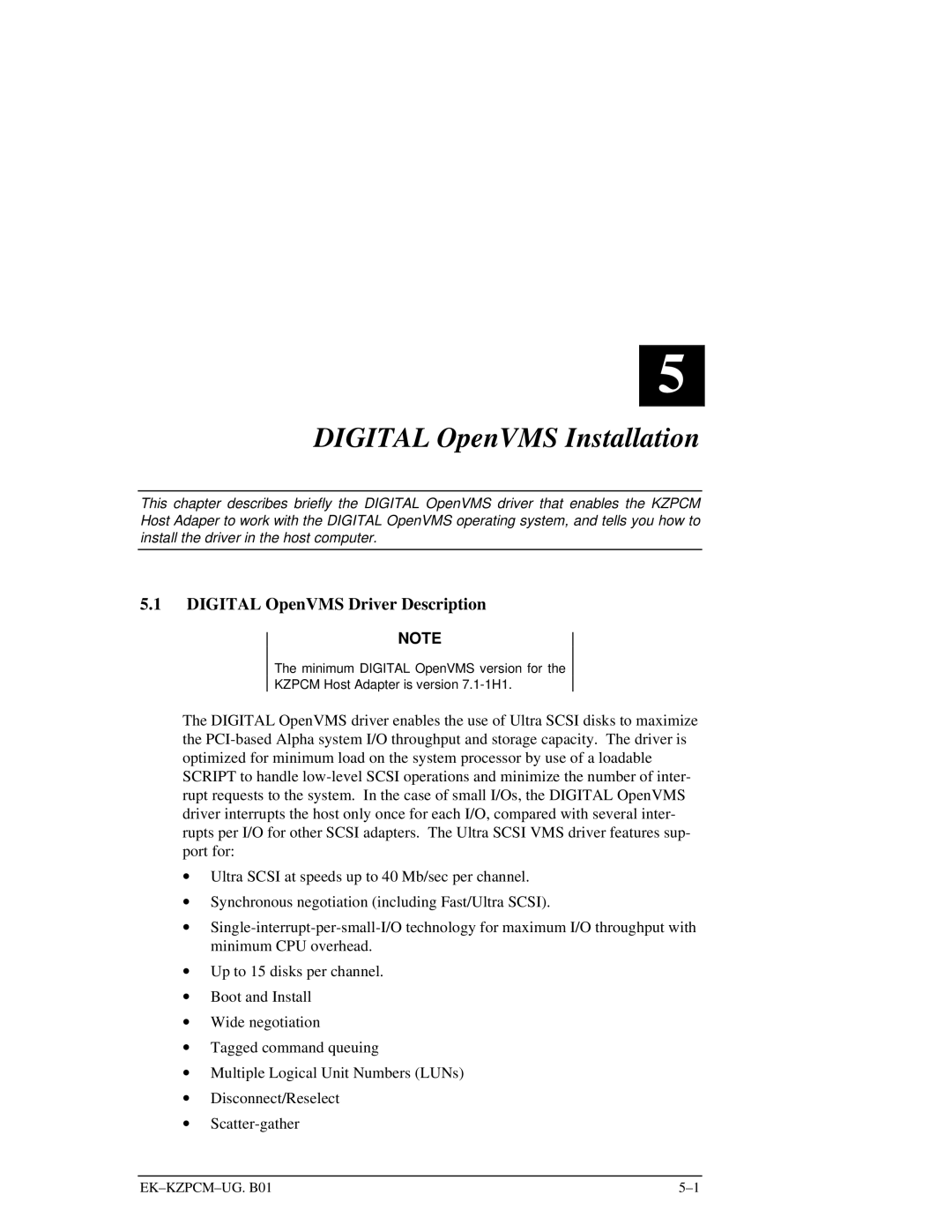 Intel EK-KZPCM-UG manual DIGITAL OpenVMS Installation, DIGITAL OpenVMS Driver Description 