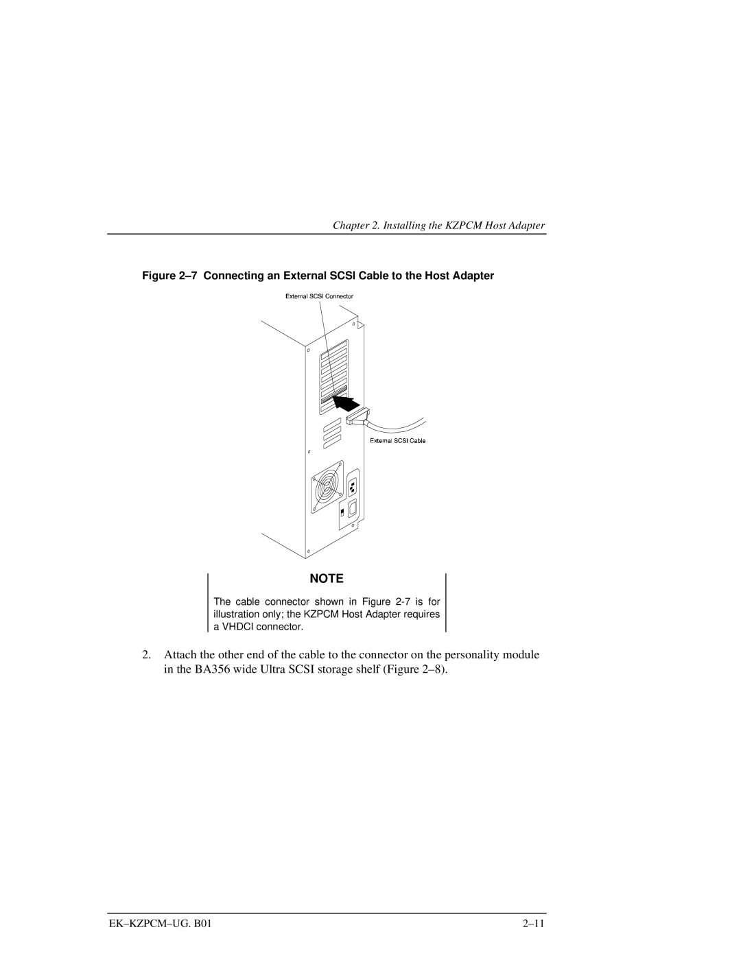 Intel EK-KZPCM-UG manual Connecting an External Scsi Cable to the Host Adapter 