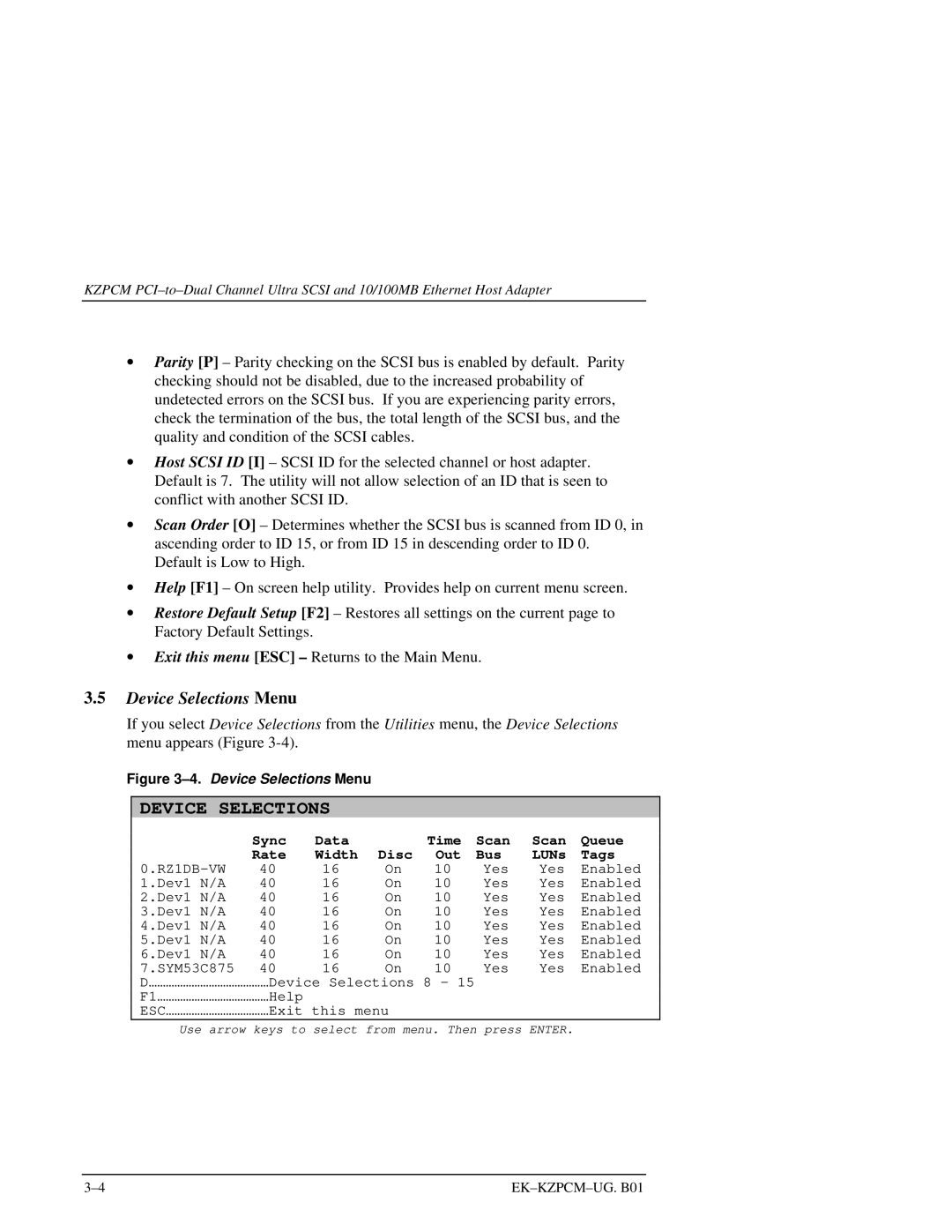 Intel EK-KZPCM-UG manual Device Selections 