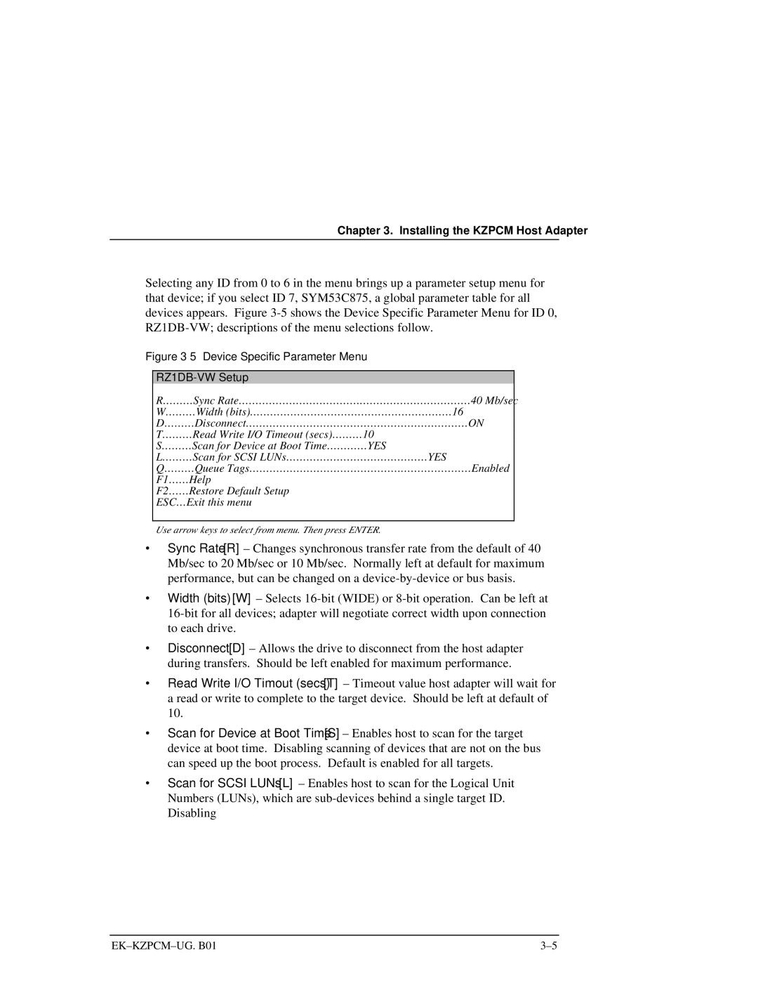 Intel EK-KZPCM-UG manual Device Specific Parameter Menu 