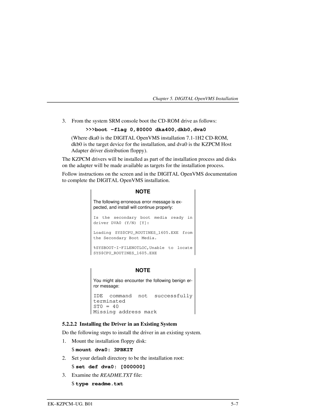 Intel EK-KZPCM-UG manual From the system SRM console boot the CD-ROM drive as follows 