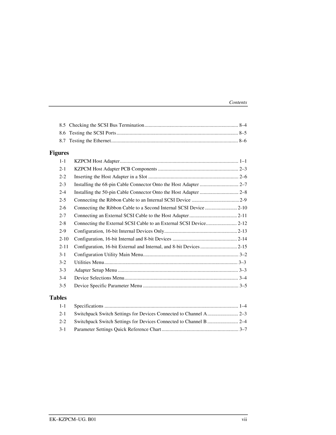 Intel EK-KZPCM-UG manual Tables 