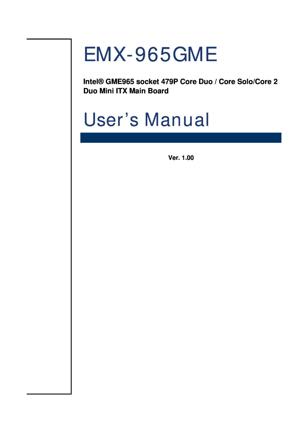 Intel EMX-965GME user manual Ver, User’s Manual 