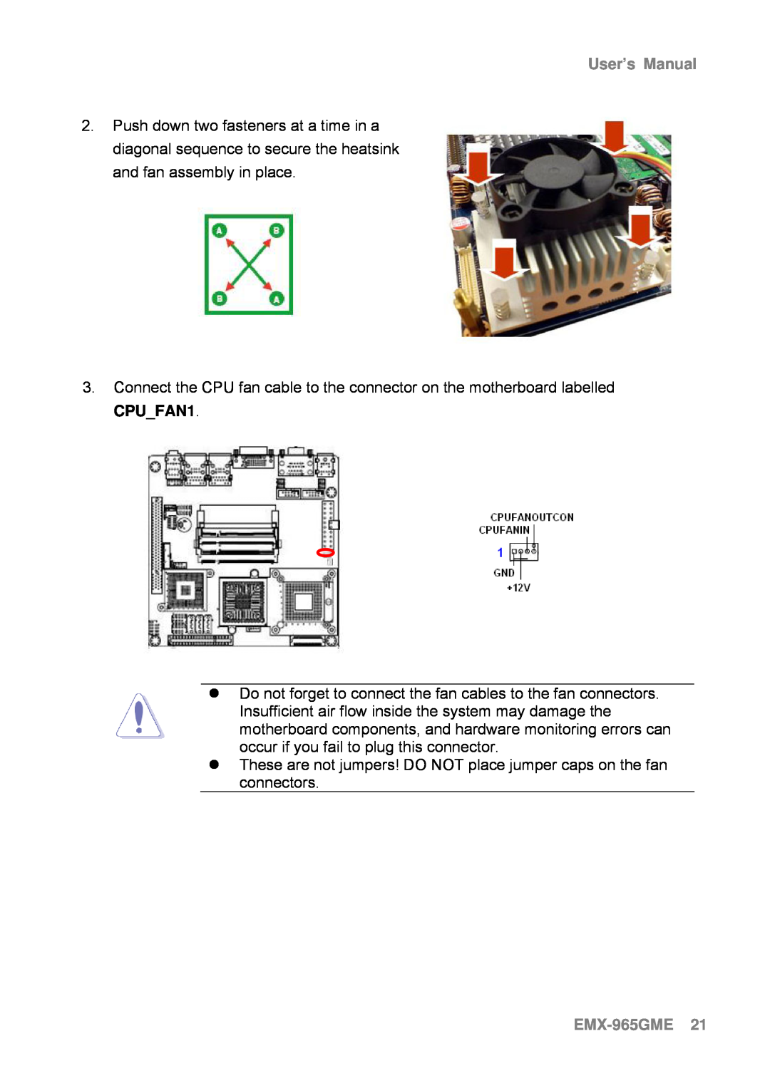 Intel user manual EMX-965GME21, User’s Manual 