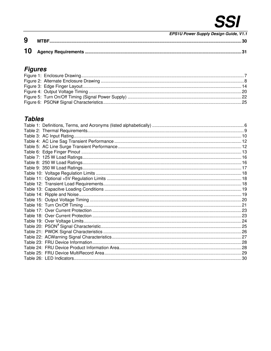 Intel EPS1U manual Figures, Tables 