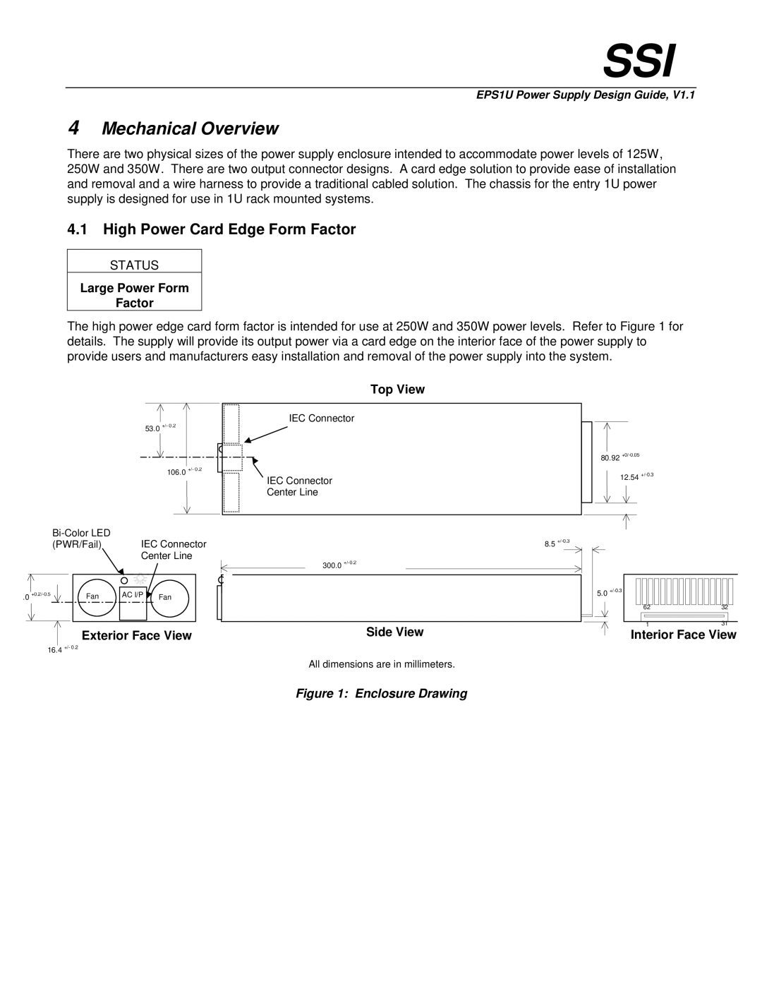 Intel EPS1U manual Mechanical Overview, High Power Card Edge Form Factor 