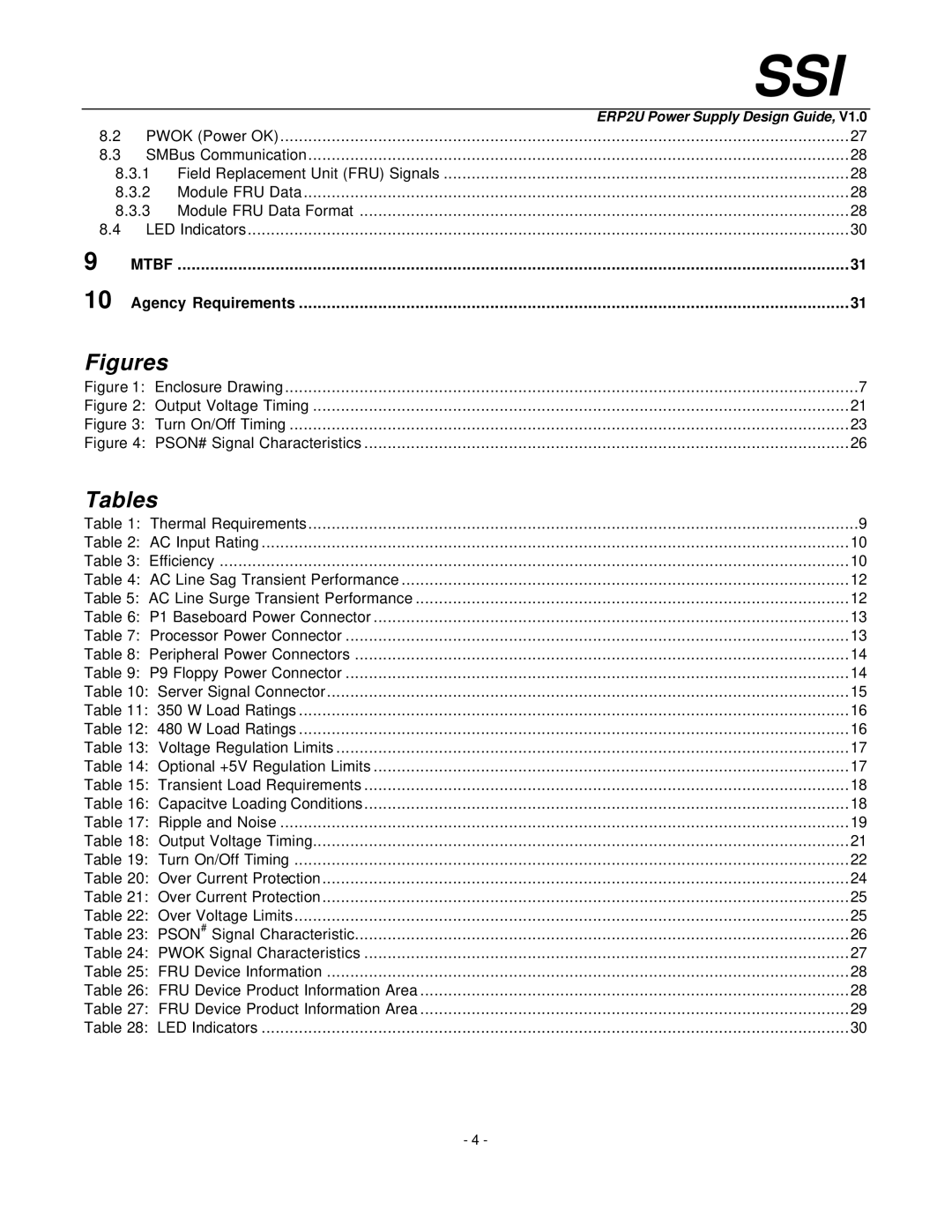 Intel ERP2U manual Tables, Agency Requirements 