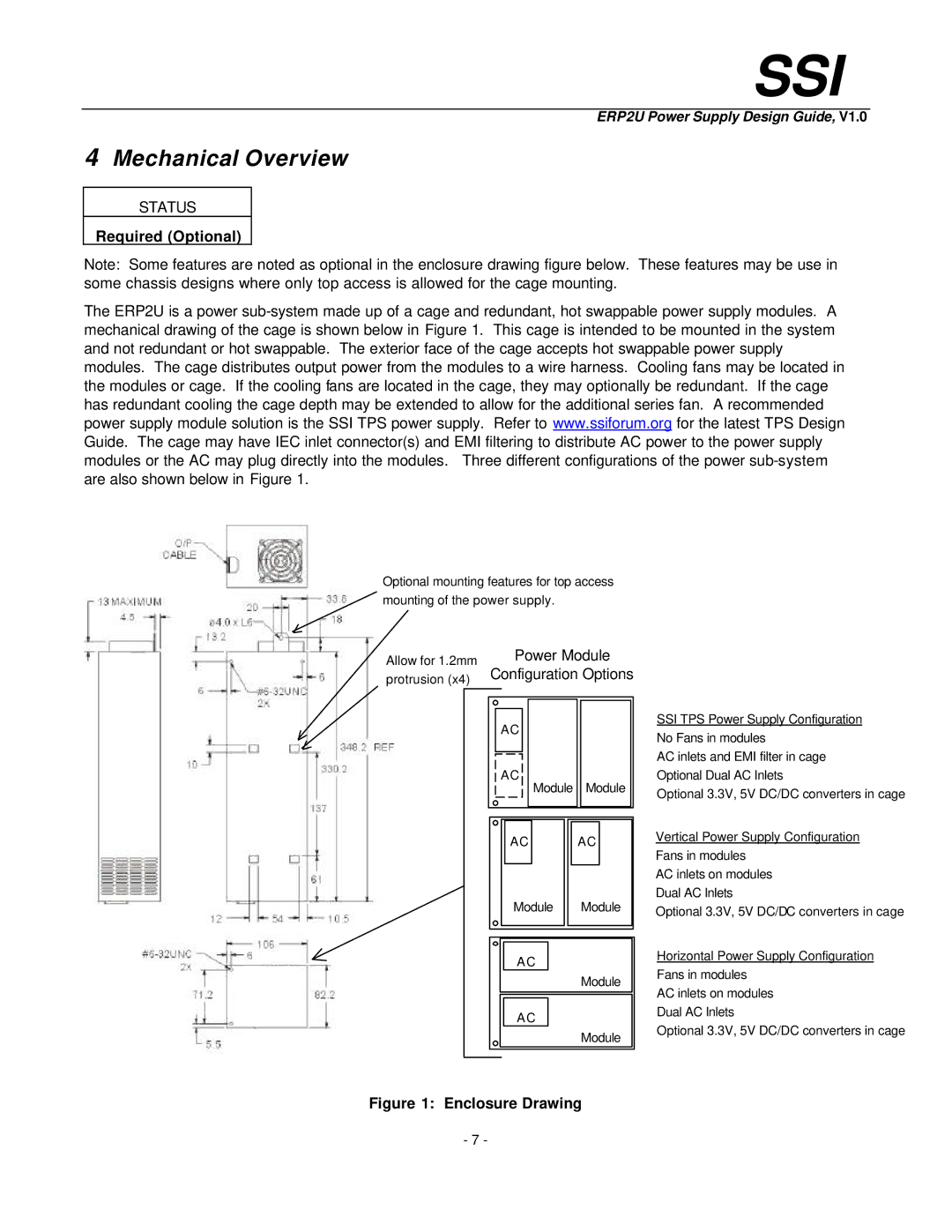 Intel ERP2U manual Mechanical Overview, Required Optional 