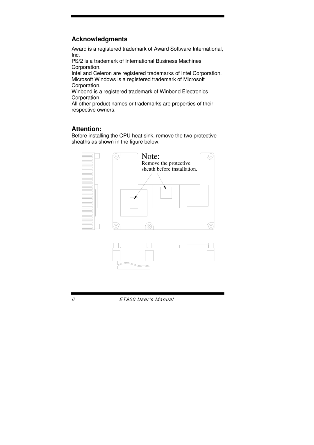 Intel ET900 user manual Acknowledgments 