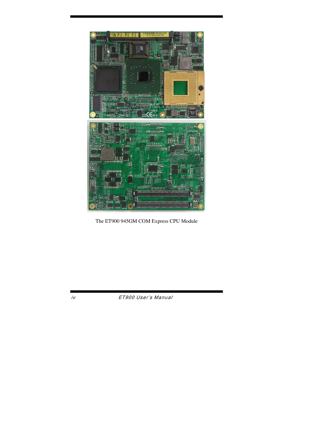 Intel user manual ET900 945GM COM Express CPU Module 