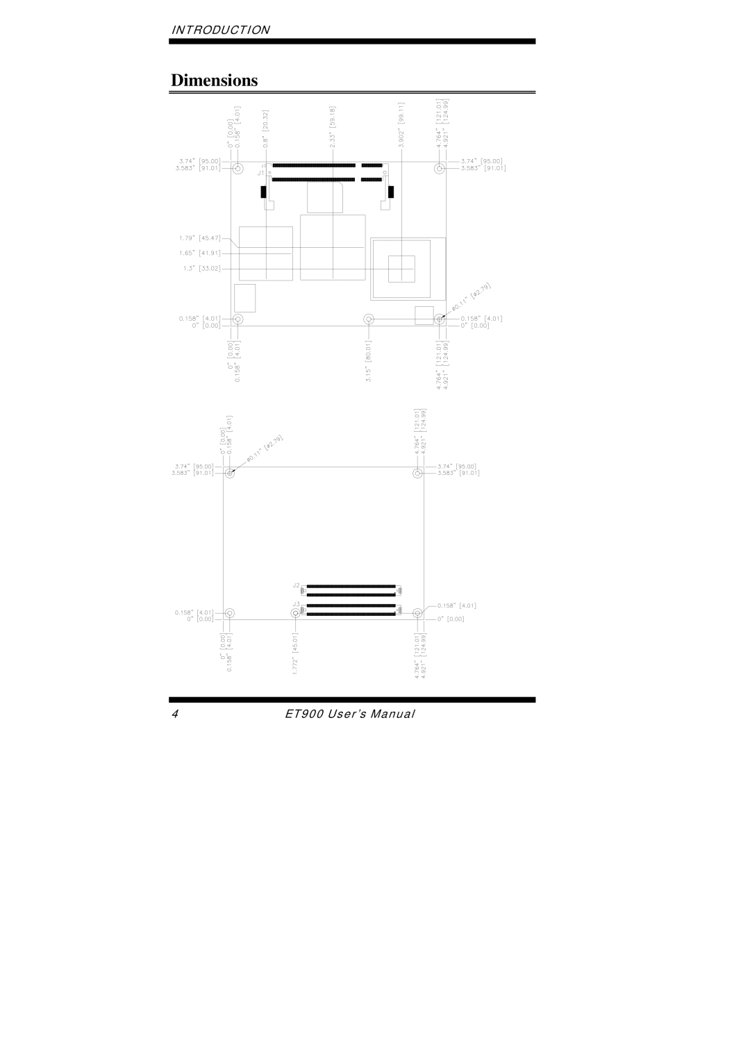 Intel ET900 user manual Dimensions 