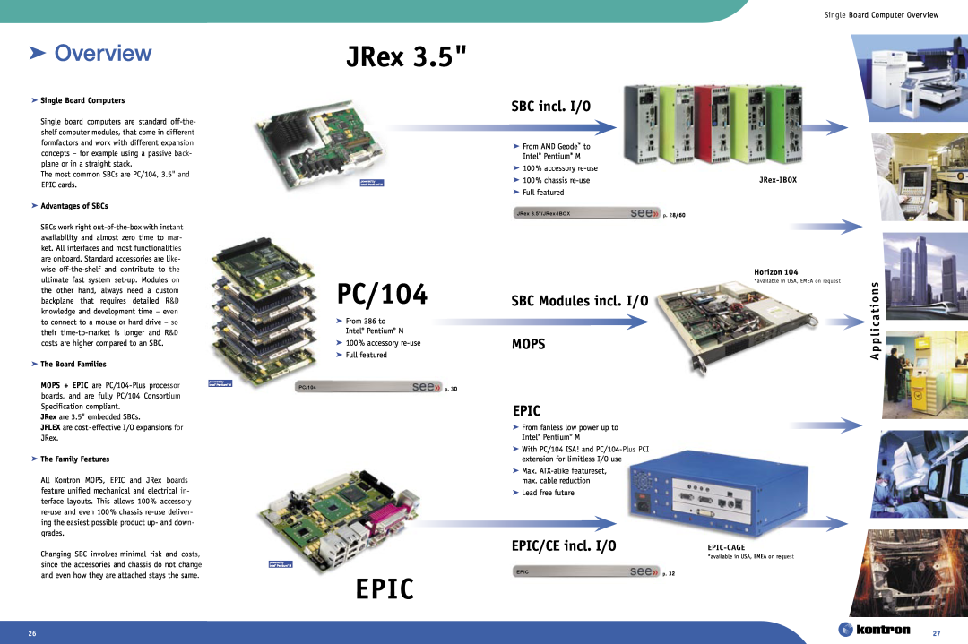 Intel Ethernet Switch Boards Overview, Single Board Computers, Advantages of SBCs, The Board Families, JRex-IBOX, Epic 