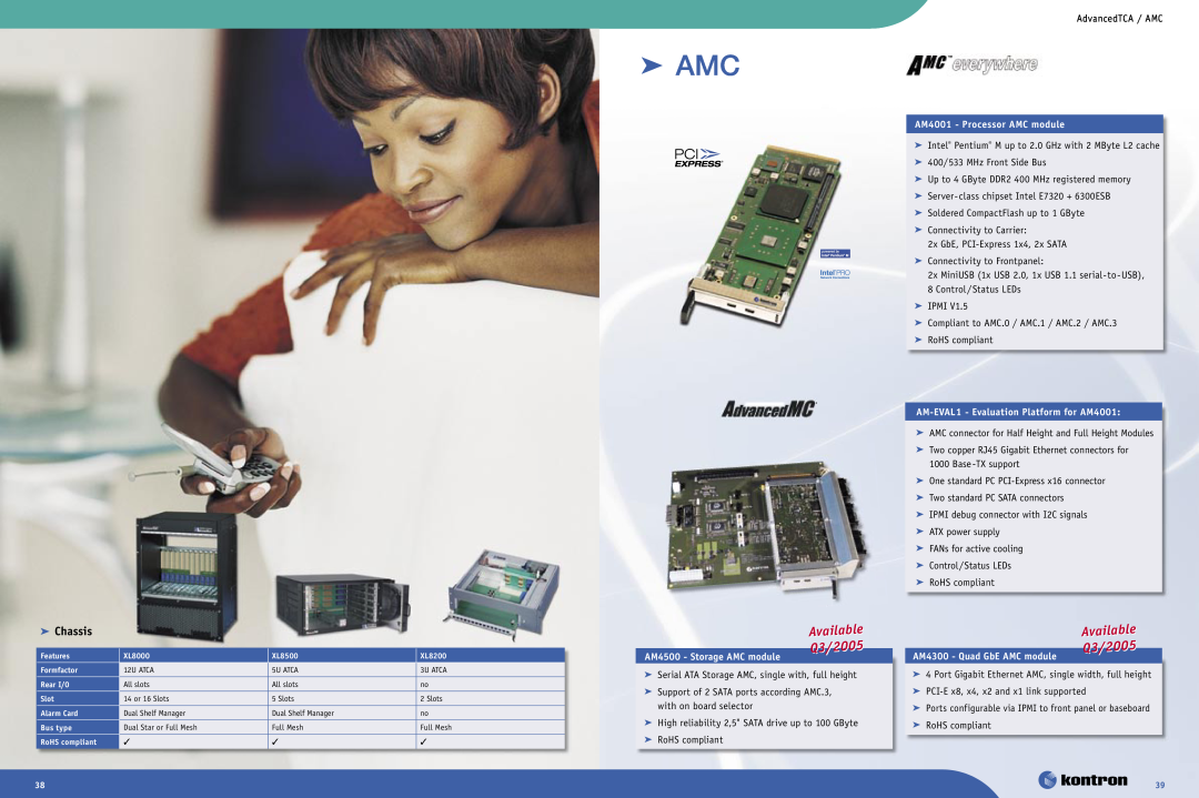 Intel Ethernet Switch Boards manual Amc, Q3/2005,  Chassis, AM4500 - Storage AMC module, AM4001 - Processor AMC module 
