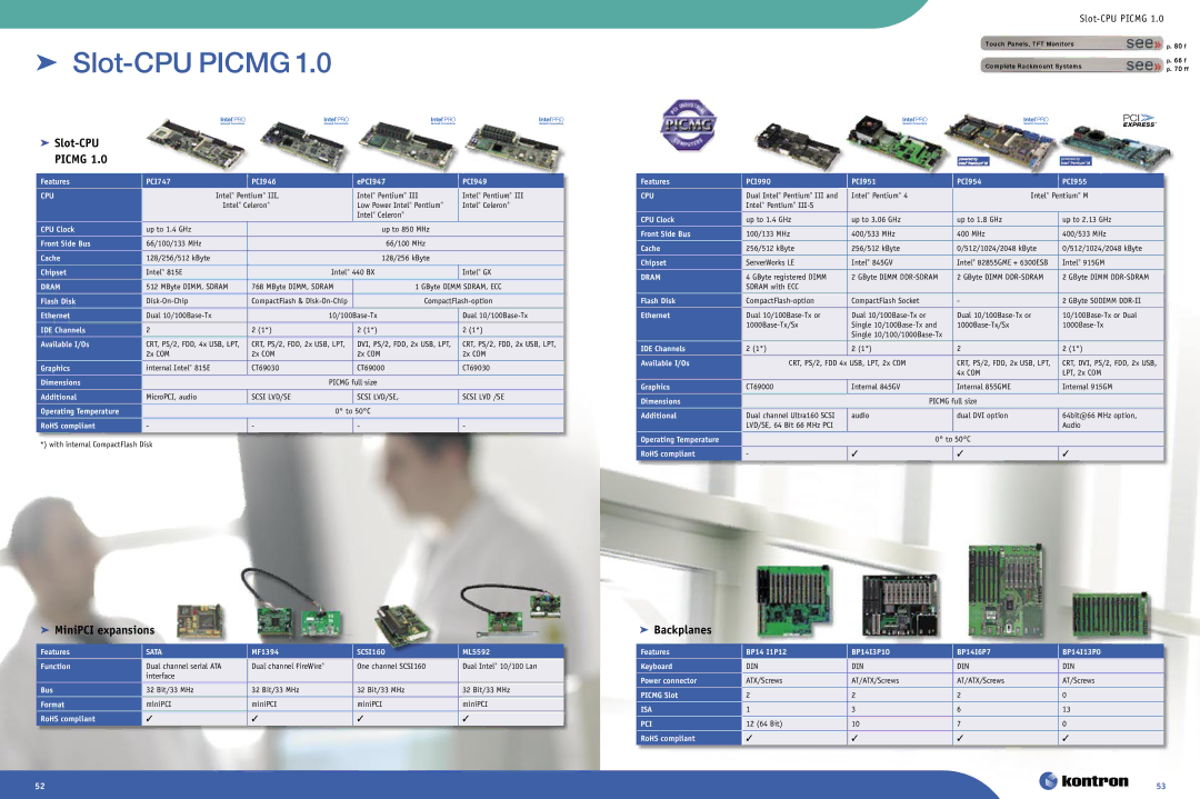 Intel Ethernet Switch Boards manual  MiniPCI expansions  Backplanes,  Slot-CPU Picmg, Sata, Scsi, Isa 