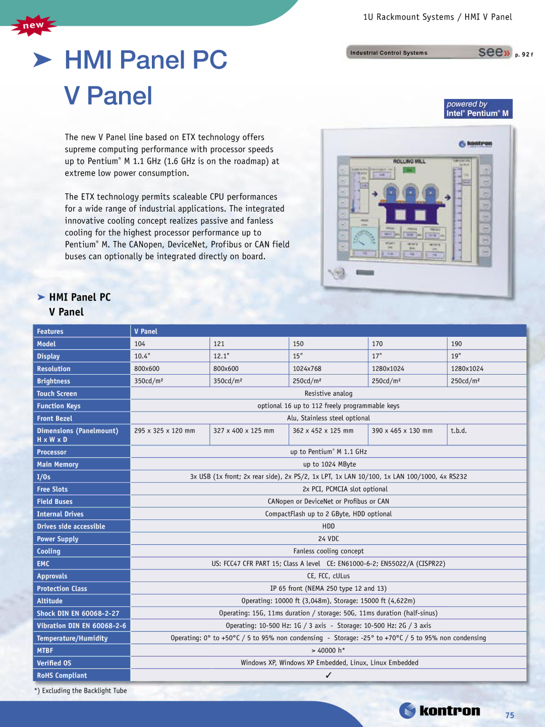 Intel Ethernet Switch Boards manual  HMI Panel PC V Panel, 1U Rackmount Systems / HMI V Panel, Emc 