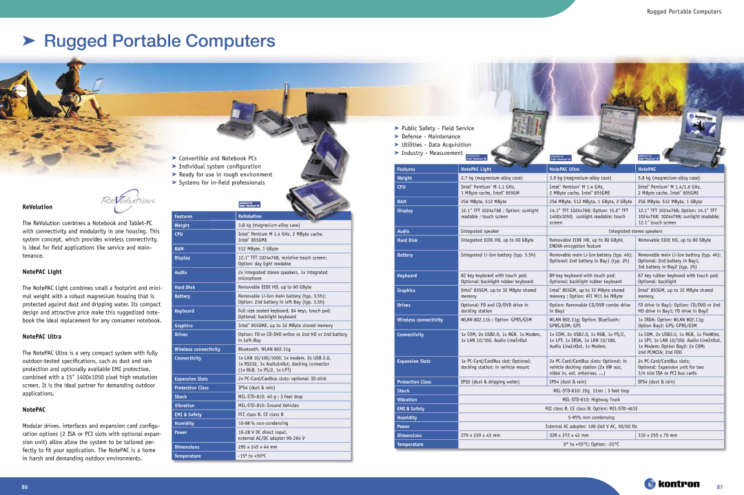 Intel Ethernet Switch Boards manual  Rugged Portable Computers, ReVolution, Systems for in-ﬁeld professionals 