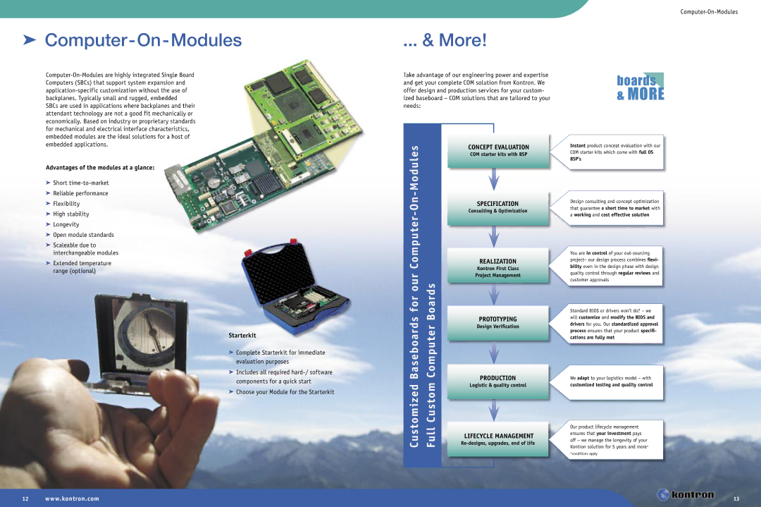 Intel Ethernet Switch Boards manual  Computer-On-Modules, More, Advantages of the modules at a glance, Starterkit 