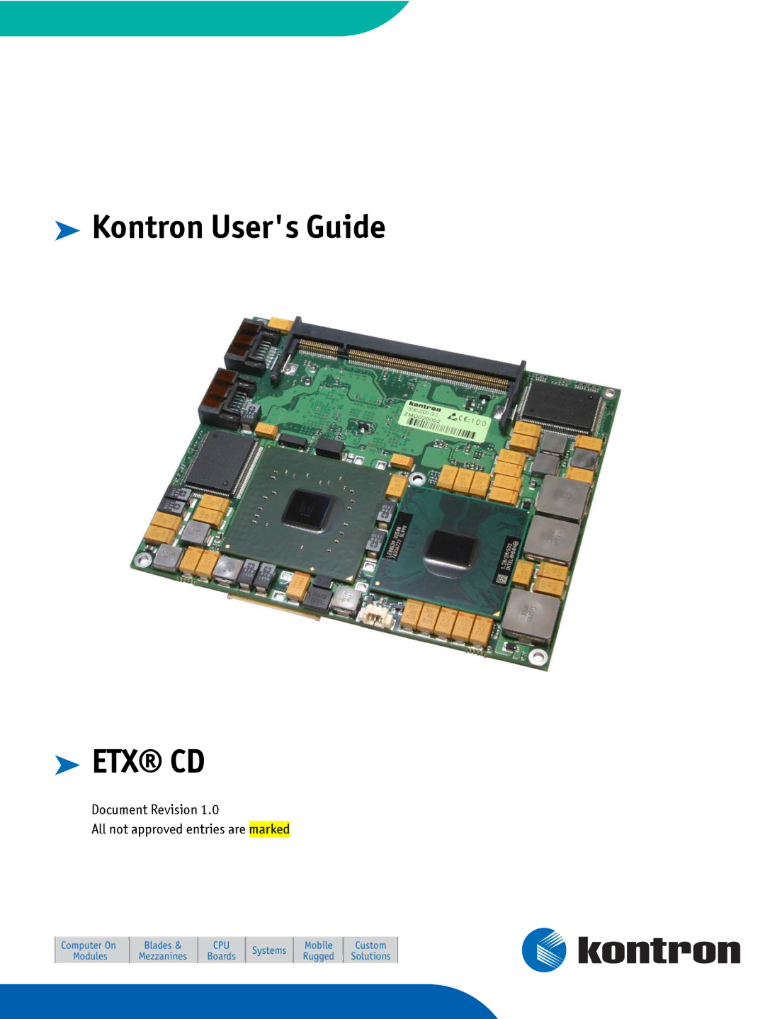 Intel ETX CD manual Etx Cd, Document Revision All not approved entries are marked 