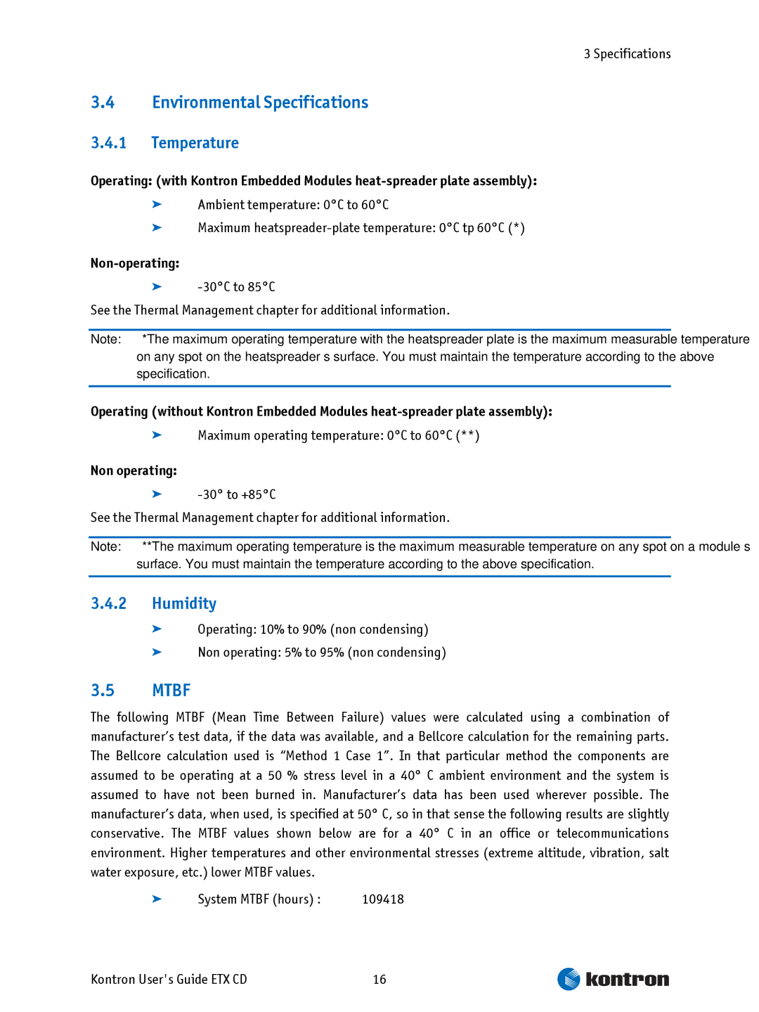 Intel ETX CD manual Environmental Specifications, Mtbf, Temperature, Humidity 