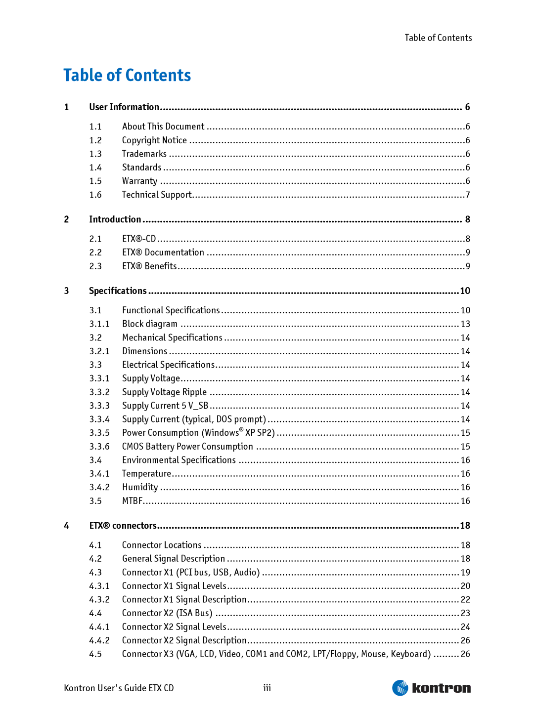 Intel ETX CD manual Table of Contents 