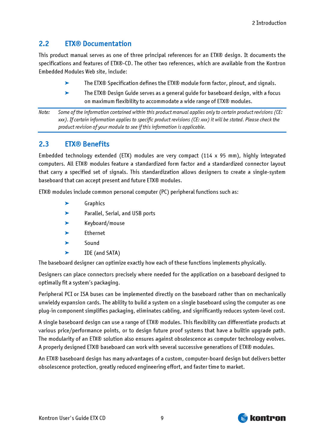 Intel ETX CD manual ETX Documentation, ETX Benefits 