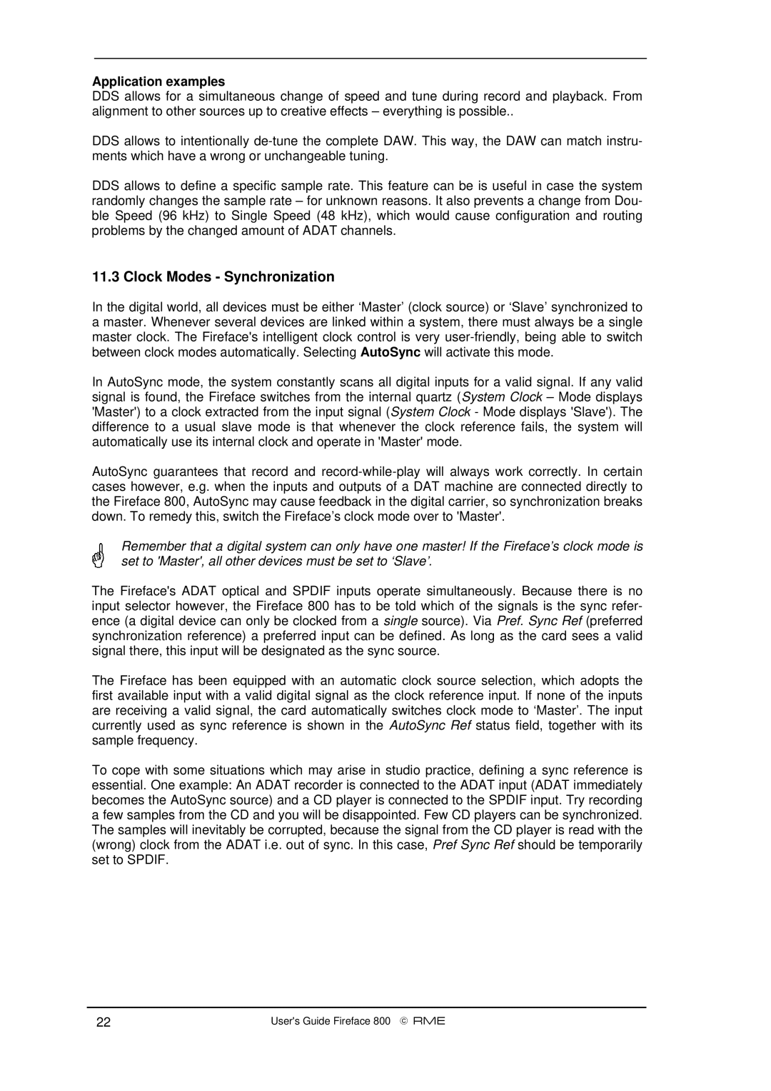 Intel Fireface 800 manual Clock Modes Synchronization, Application examples 