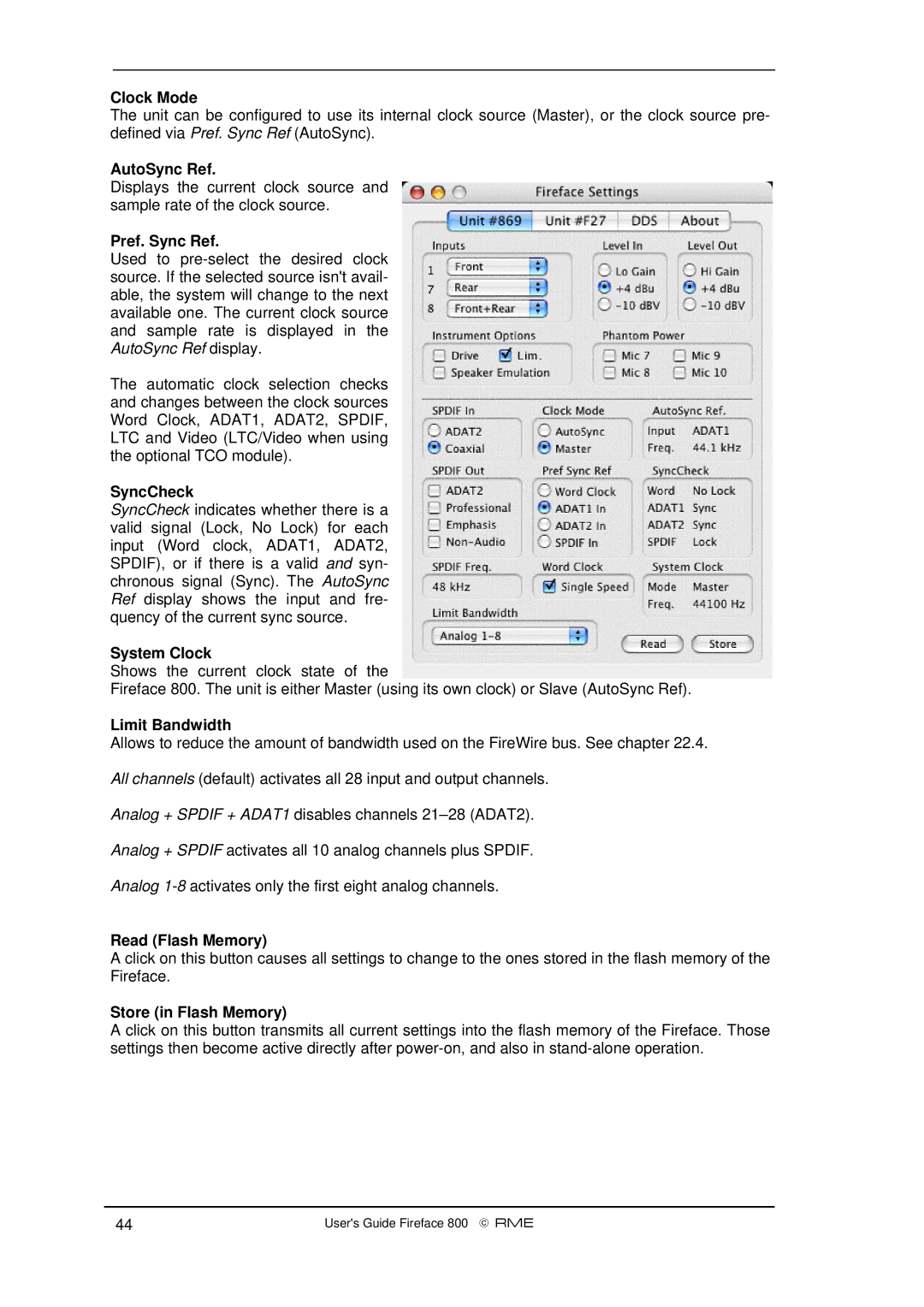 Intel Fireface 800 manual Clock Mode, AutoSync Ref 