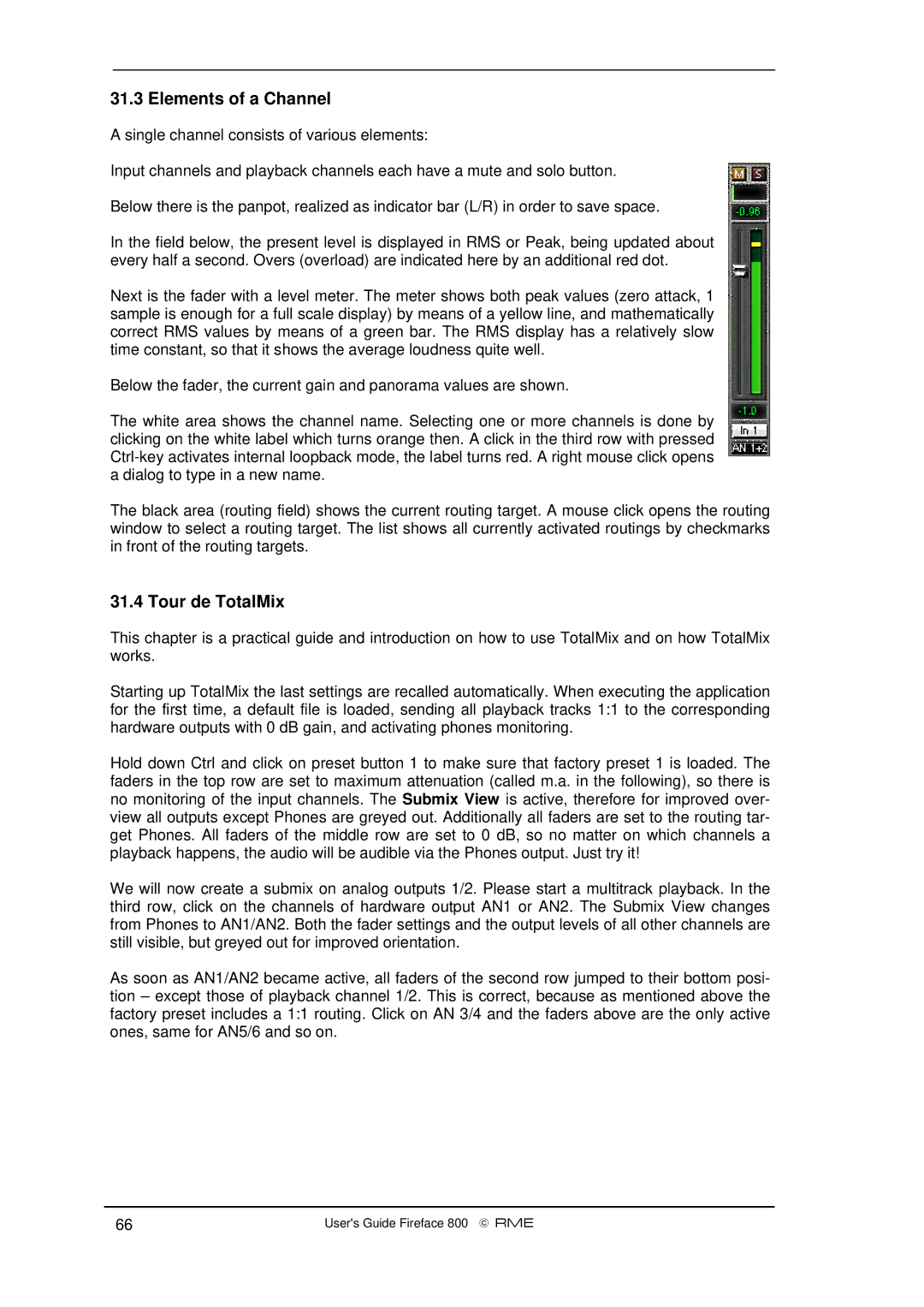 Intel Fireface 800 manual Elements of a Channel, Tour de TotalMix 