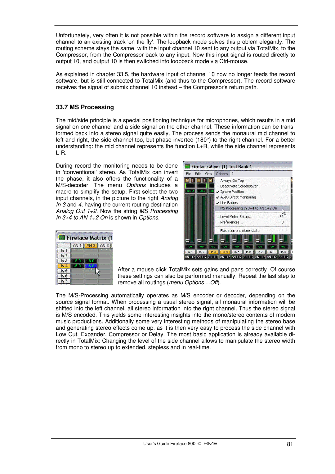 Intel Fireface 800 manual MS Processing 