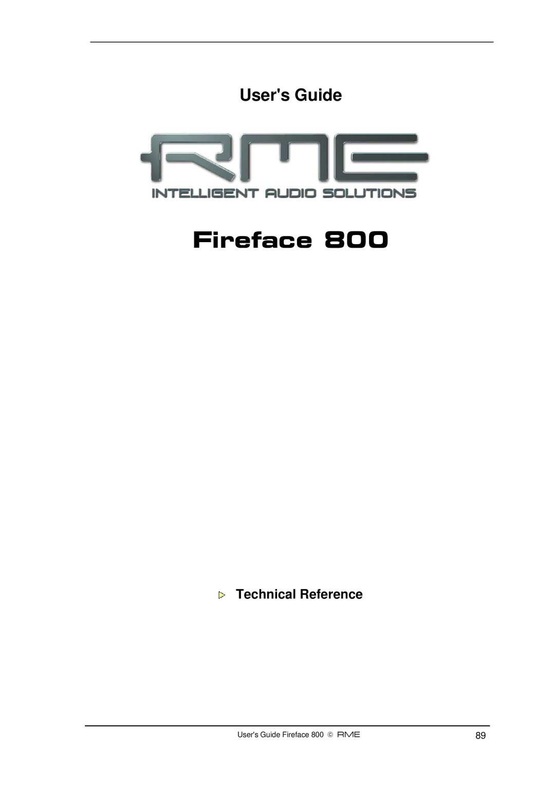 Intel Fireface 800 manual Technical Reference 