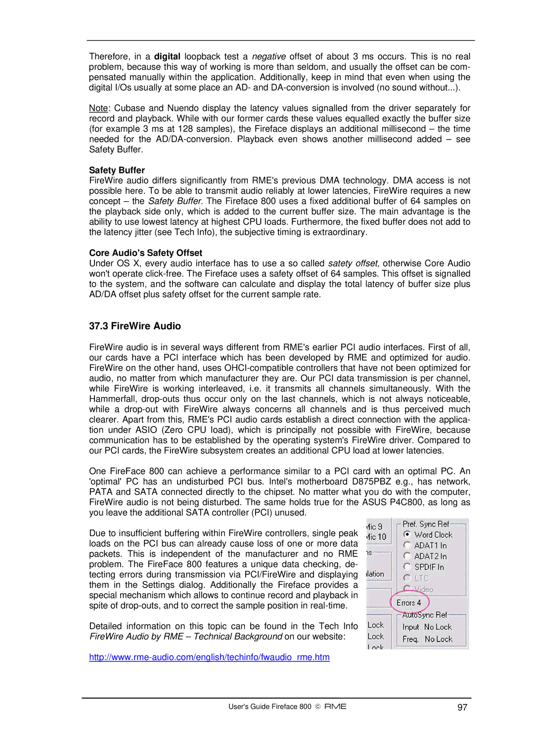 Intel Fireface 800 manual FireWire Audio, Safety Buffer, Core Audios Safety Offset 