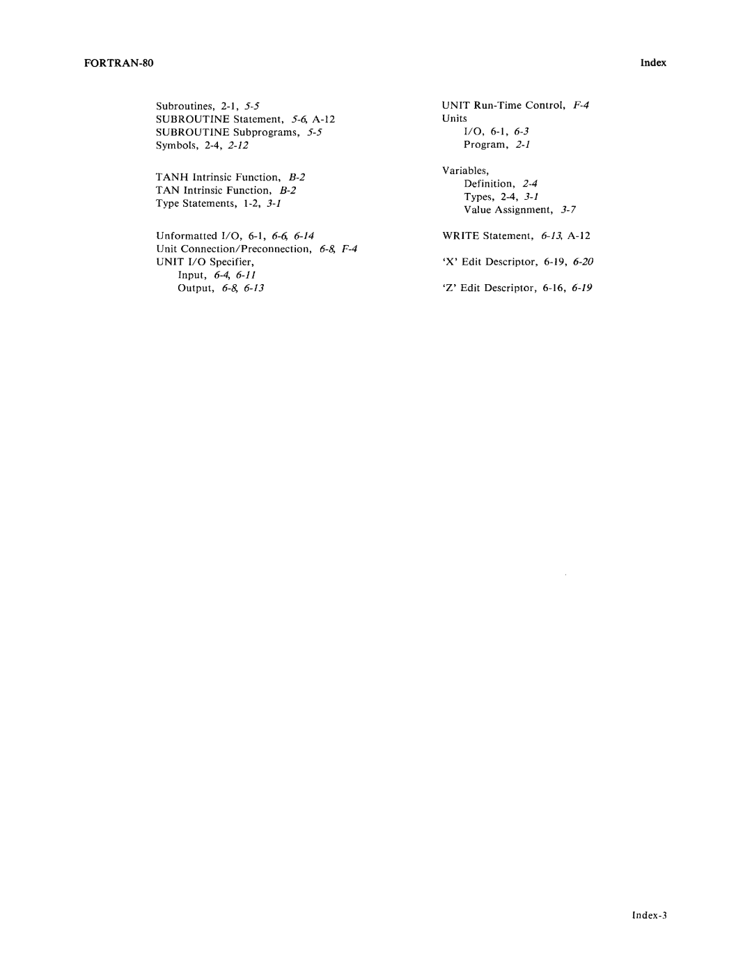 Intel fortran-80 manual Index 