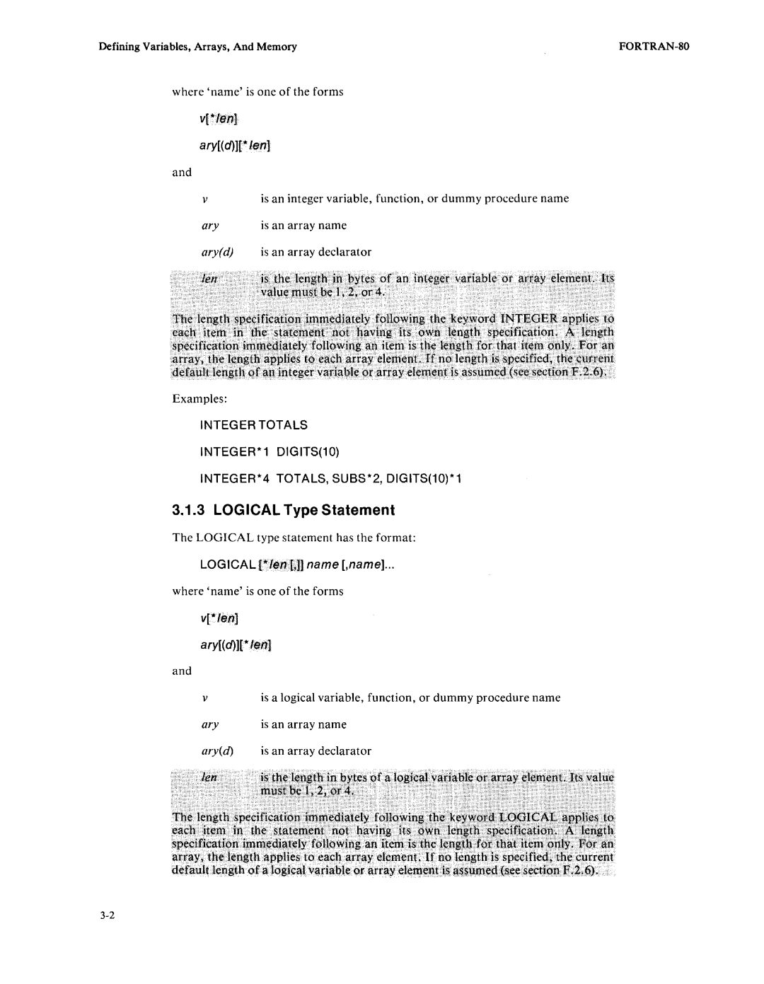 Intel fortran-80 manual Logical Type Statement, Va,luernustueiA, Qp4 