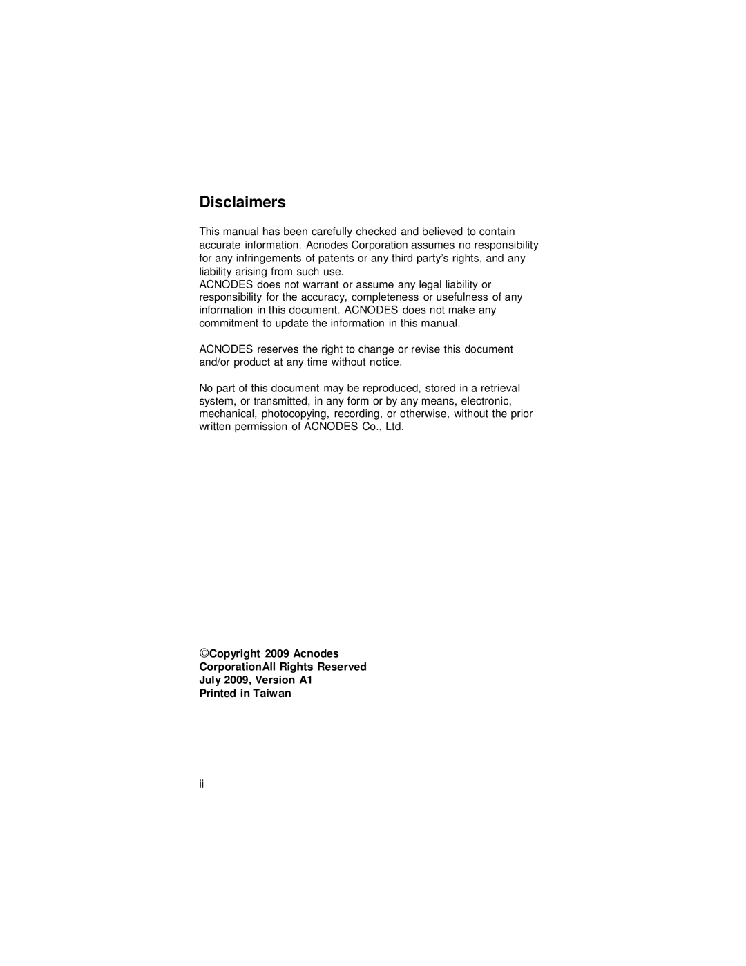 Intel FPC 5084, N270 user manual Disclaimers 