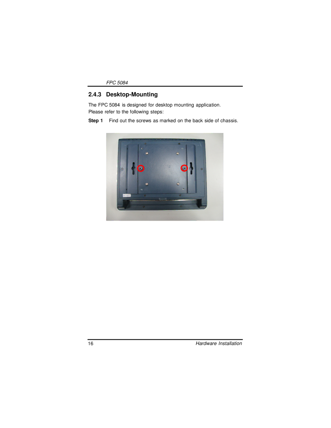 Intel FPC 5084, N270 user manual Desktop-Mounting 