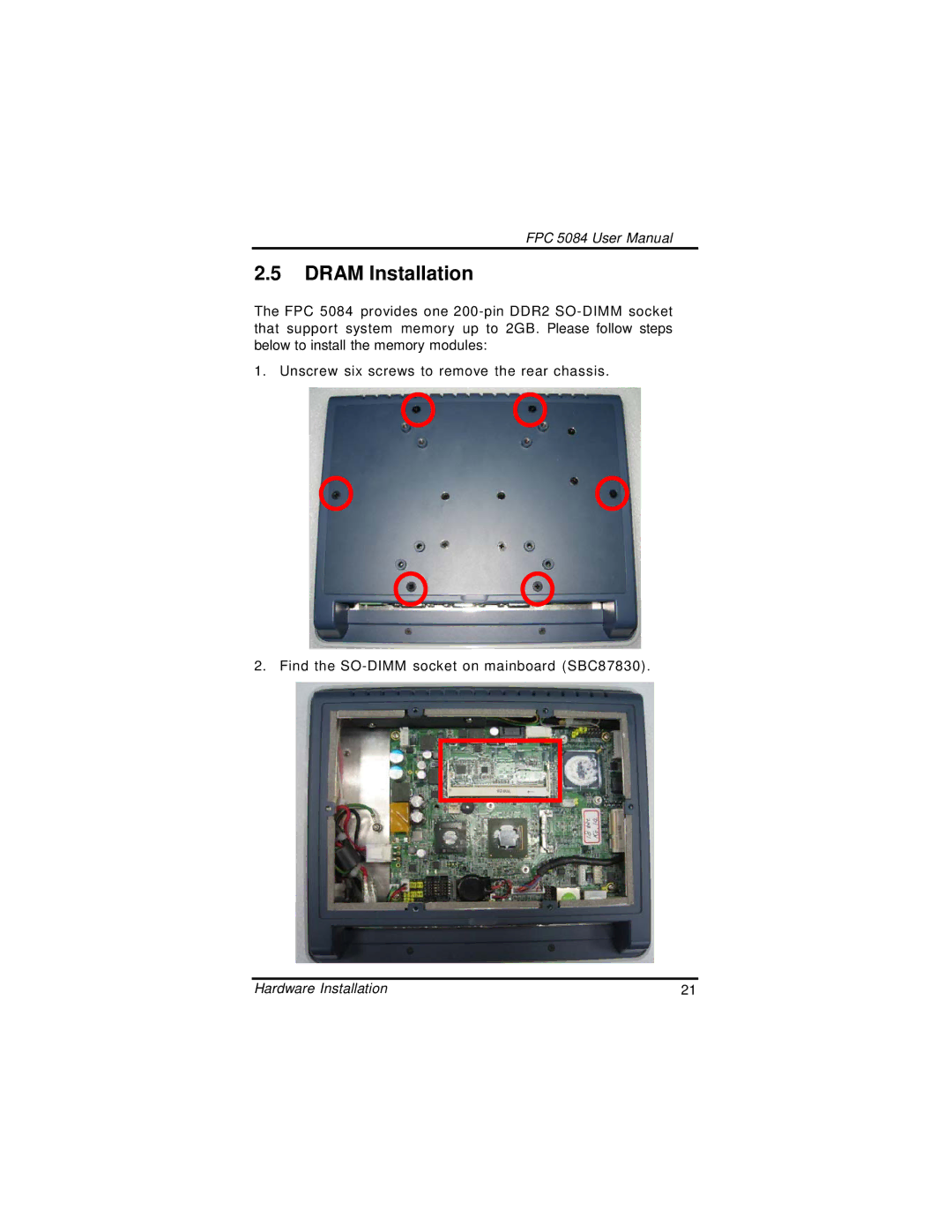 Intel N270, FPC 5084 user manual Dram Installation 