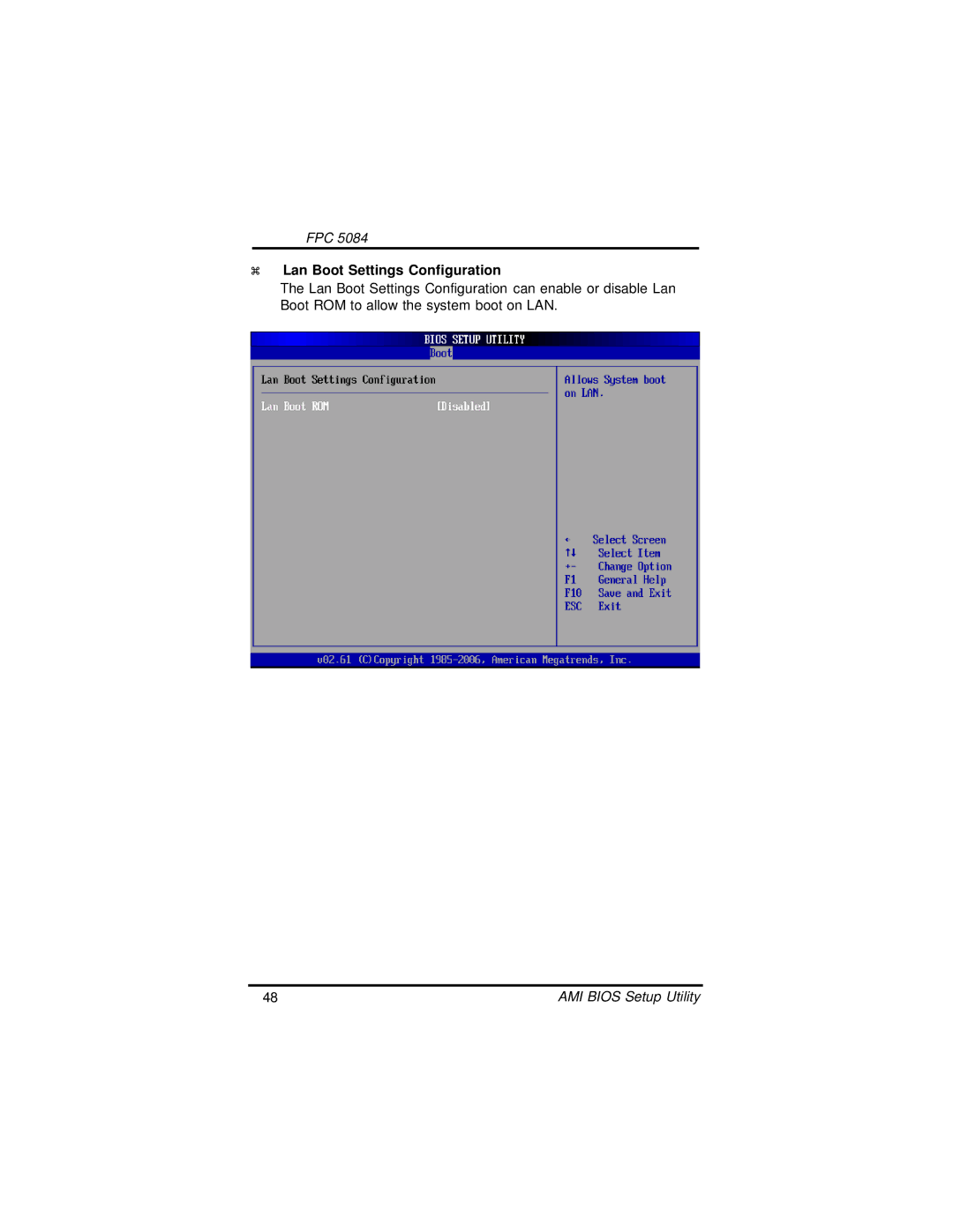 Intel FPC 5084, N270 user manual Lan Boot Settings Configuration 