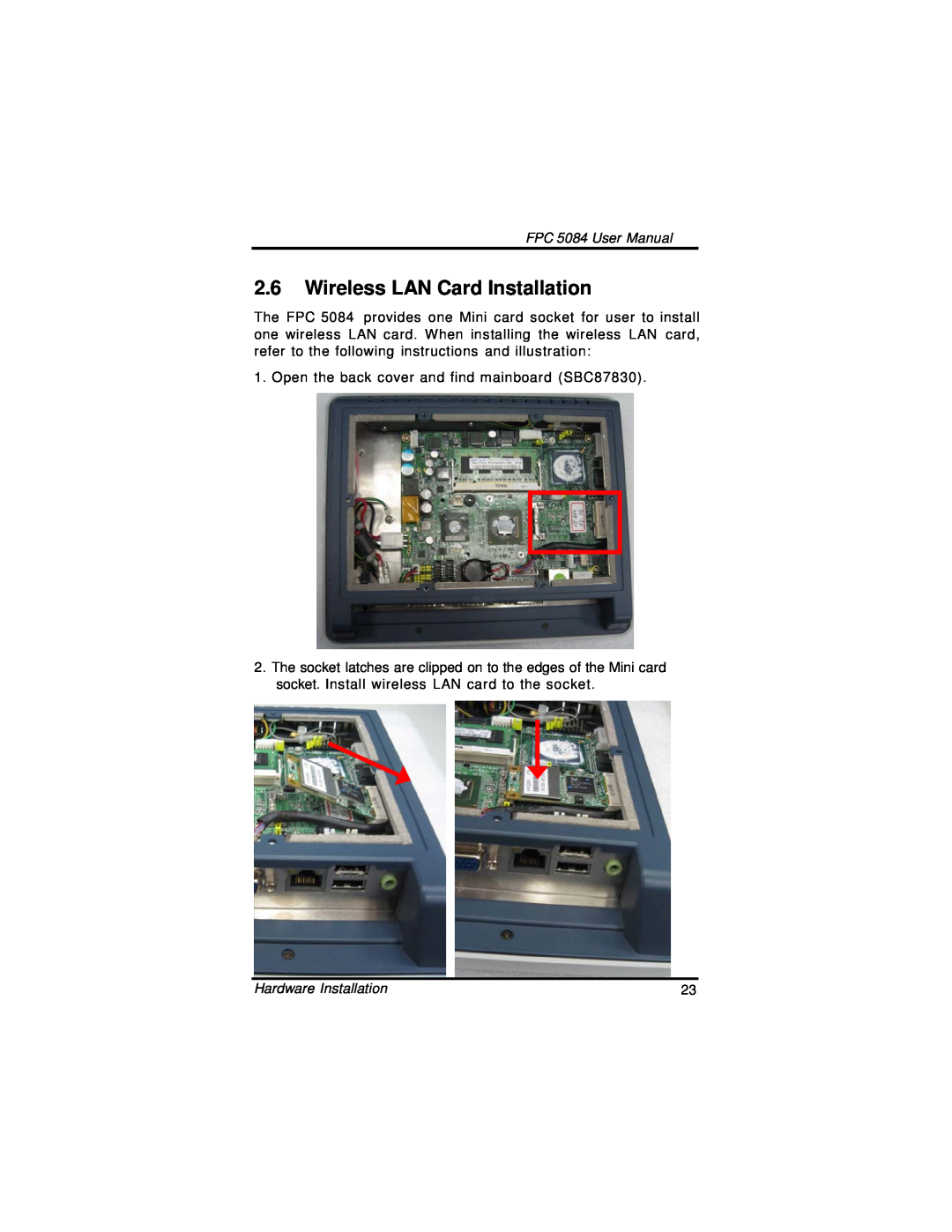 Intel N270, FPC 5084 user manual Wireless LAN Card Installation 