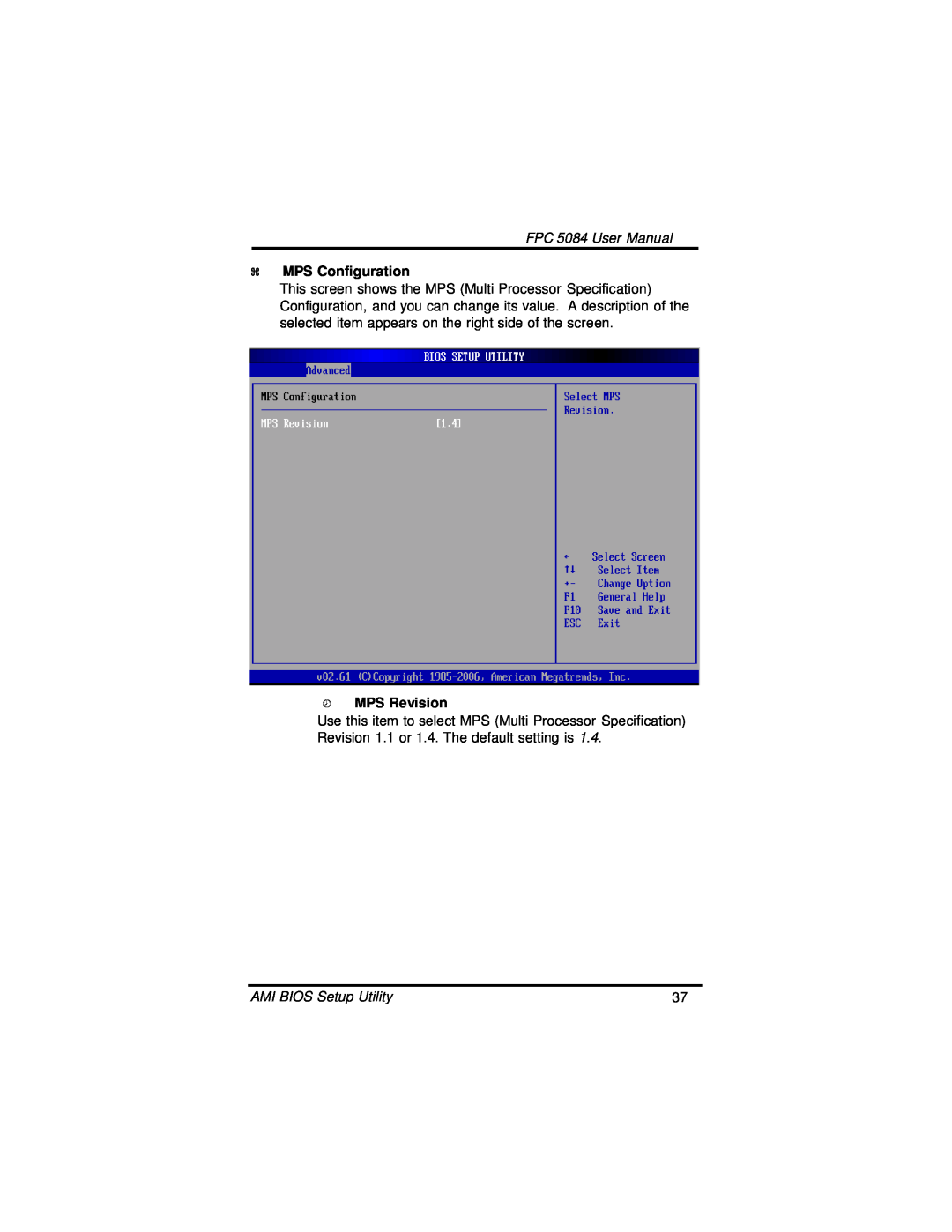 Intel N270, FPC 5084 user manual MPS Configuration, MPS Revision 