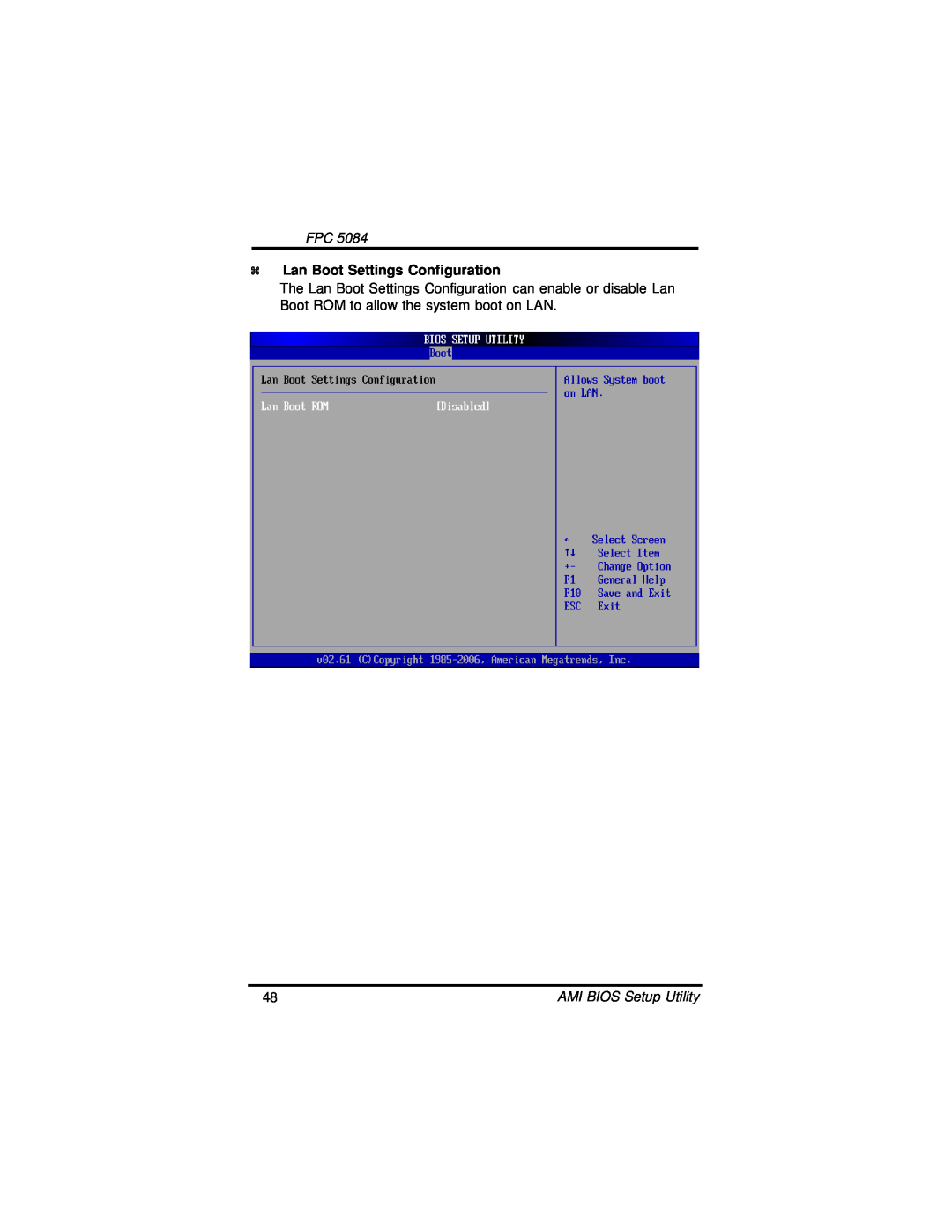 Intel FPC 5084, N270 user manual Lan Boot Settings Configuration 