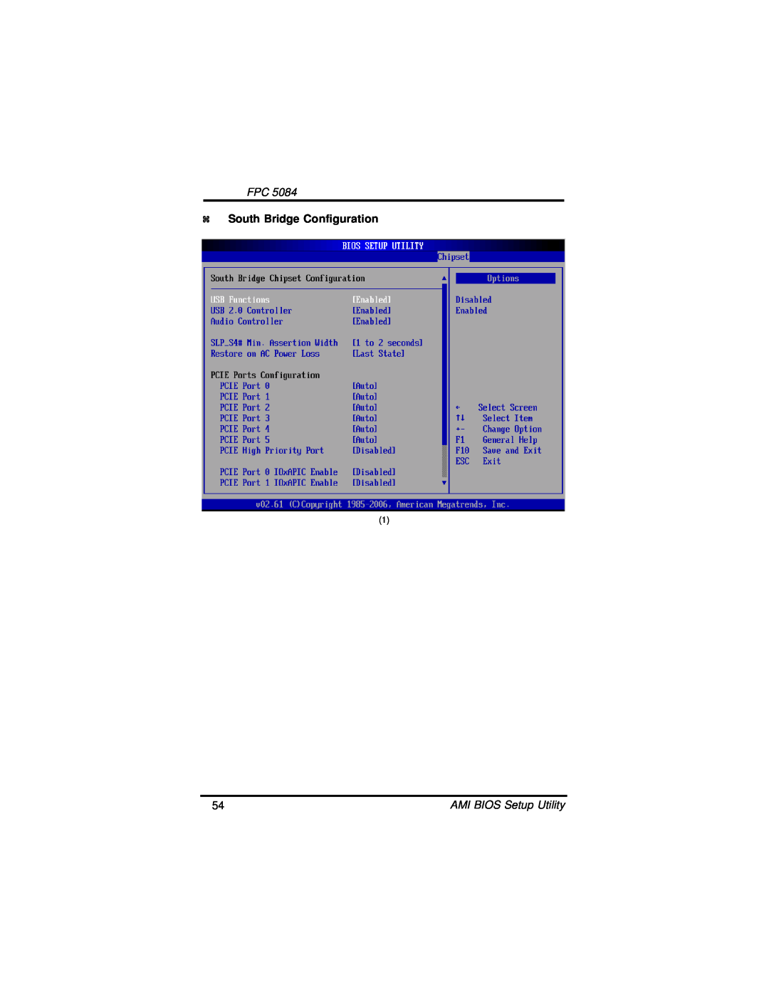 Intel FPC 5084, N270 user manual South Bridge Configuration, AMI BIOS Setup Utility 