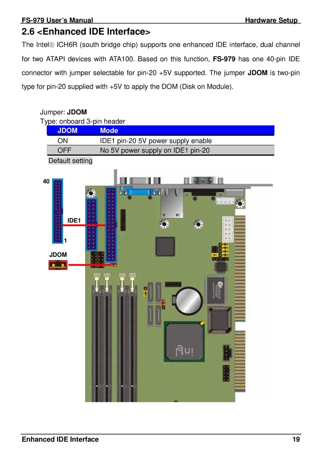 Intel FS-979 user manual Enhanced IDE Interface, Jdom Mode 