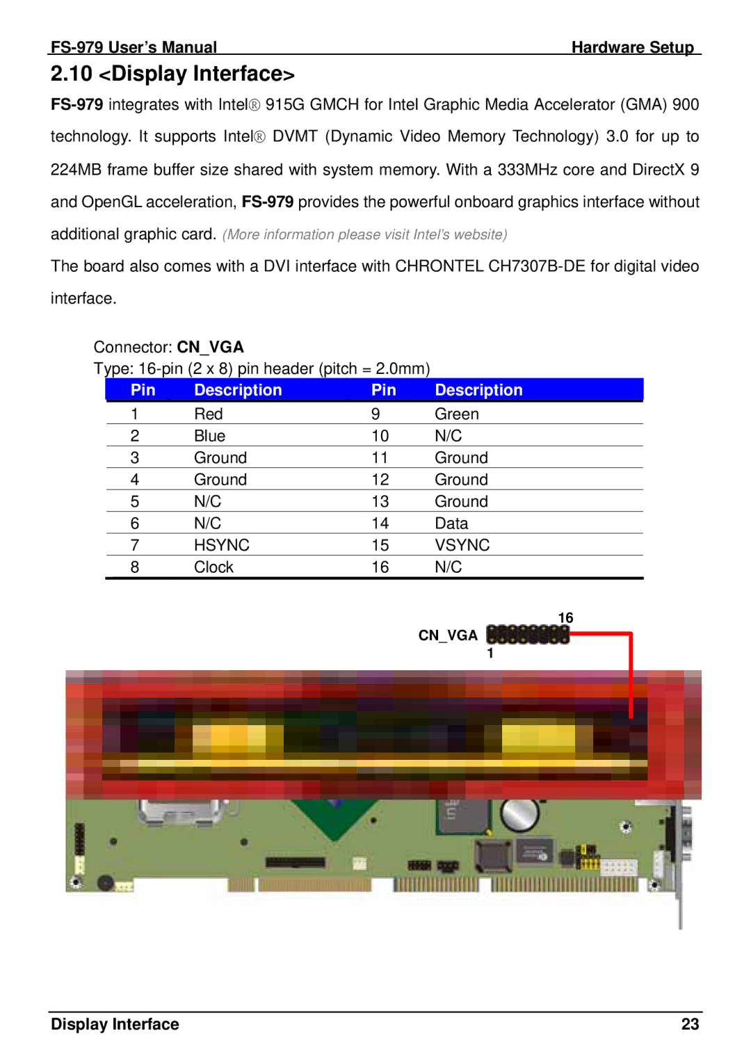 Intel FS-979 user manual Display Interface 