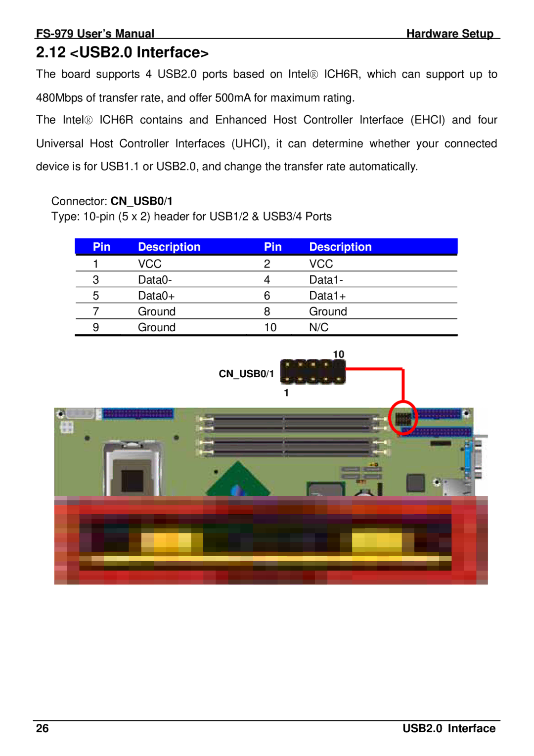 Intel FS-979 user manual 12 USB2.0 Interface 