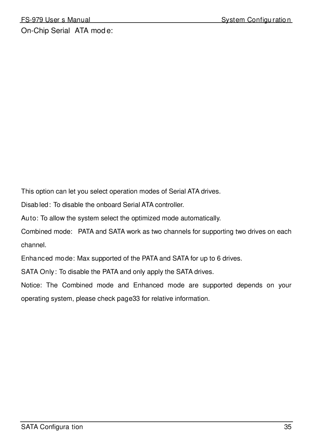 Intel FS-979 user manual On-Chip Serial ATA mode 