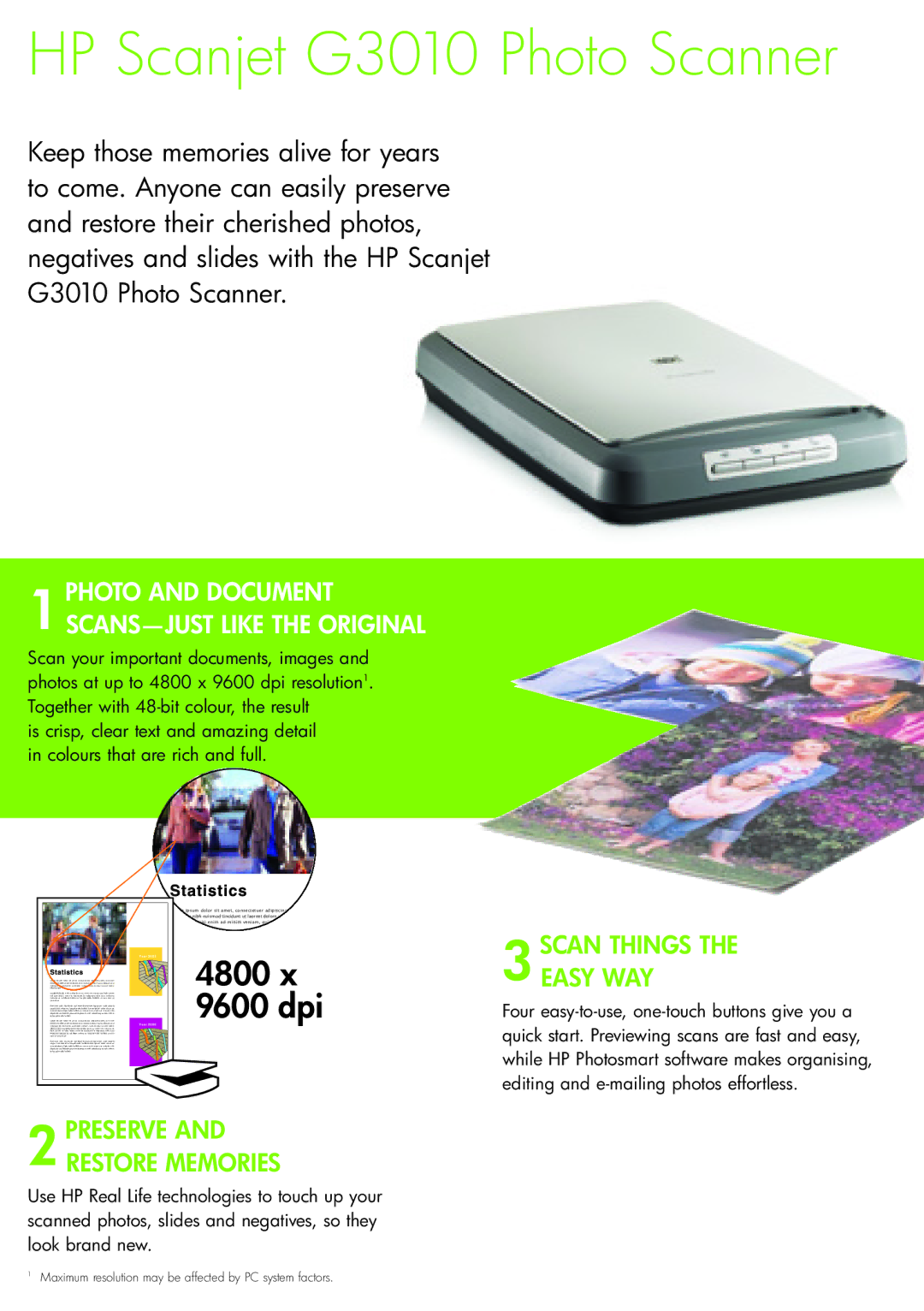 Intel G4050, G4010, 2400 manual HP Scanjet G3010 Photo Scanner, Scan Things the Easy WAY 