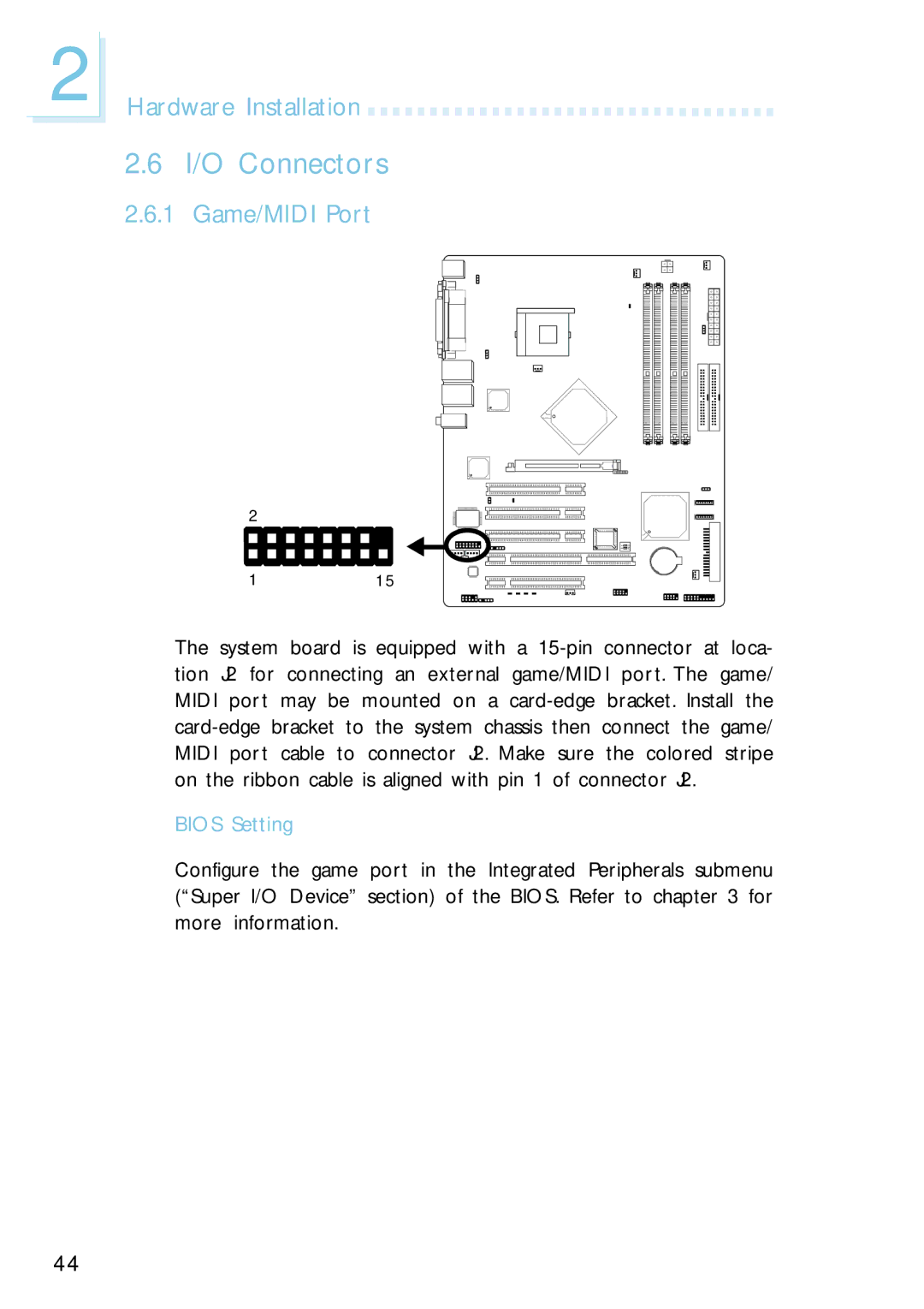 Intel G4H875-C, G4H875-B, G4H875-N user manual I/O Connectors, Game/MIDI Port 