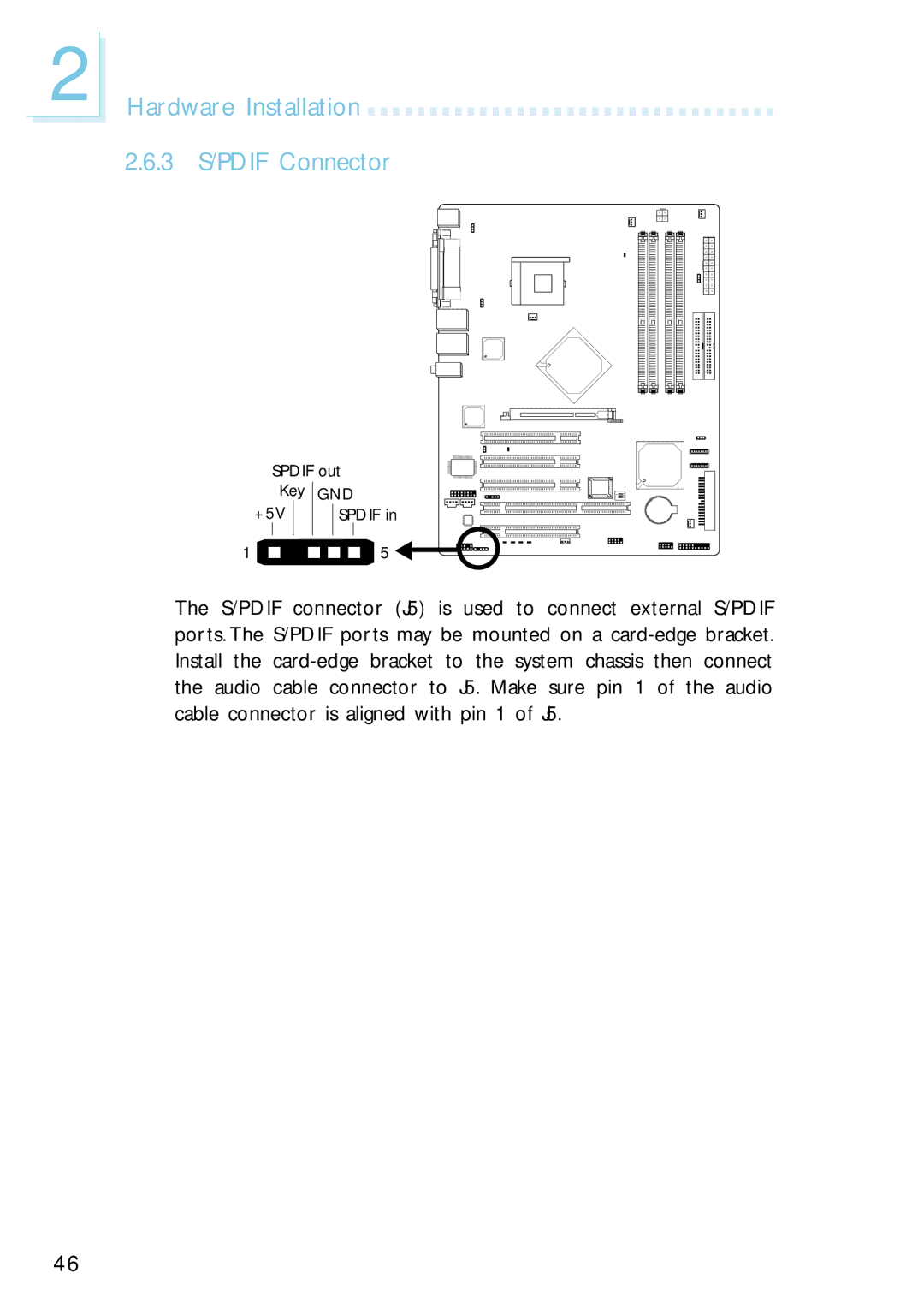 Intel G4H875-N, G4H875-B, G4H875-C user manual Hardware Installation 3 S/PDIF Connector 